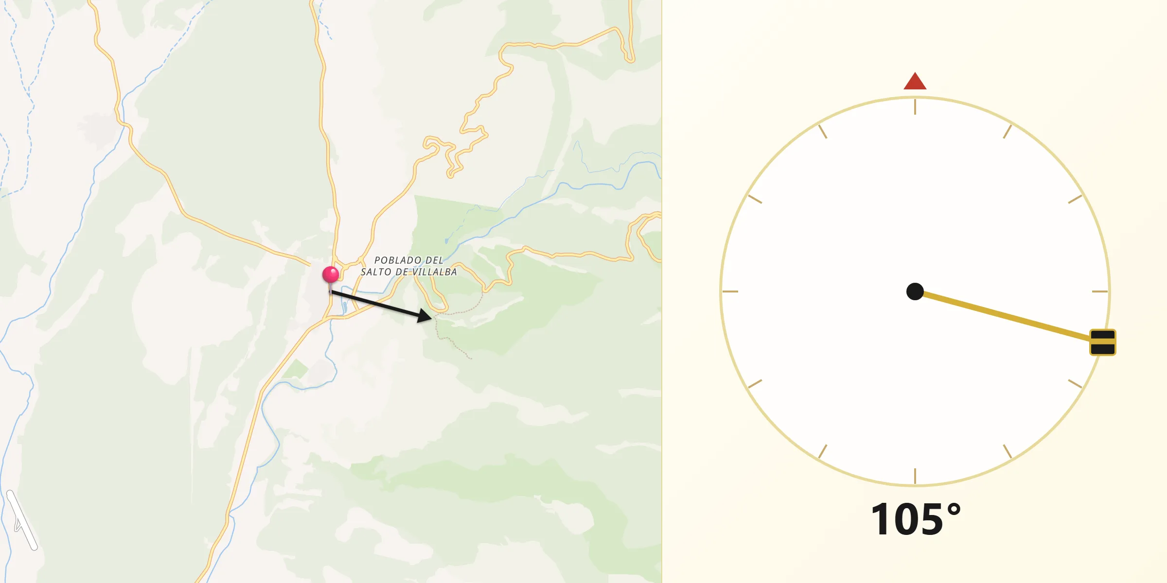 Dirección de la Qibla desde Villalba de la Sierra