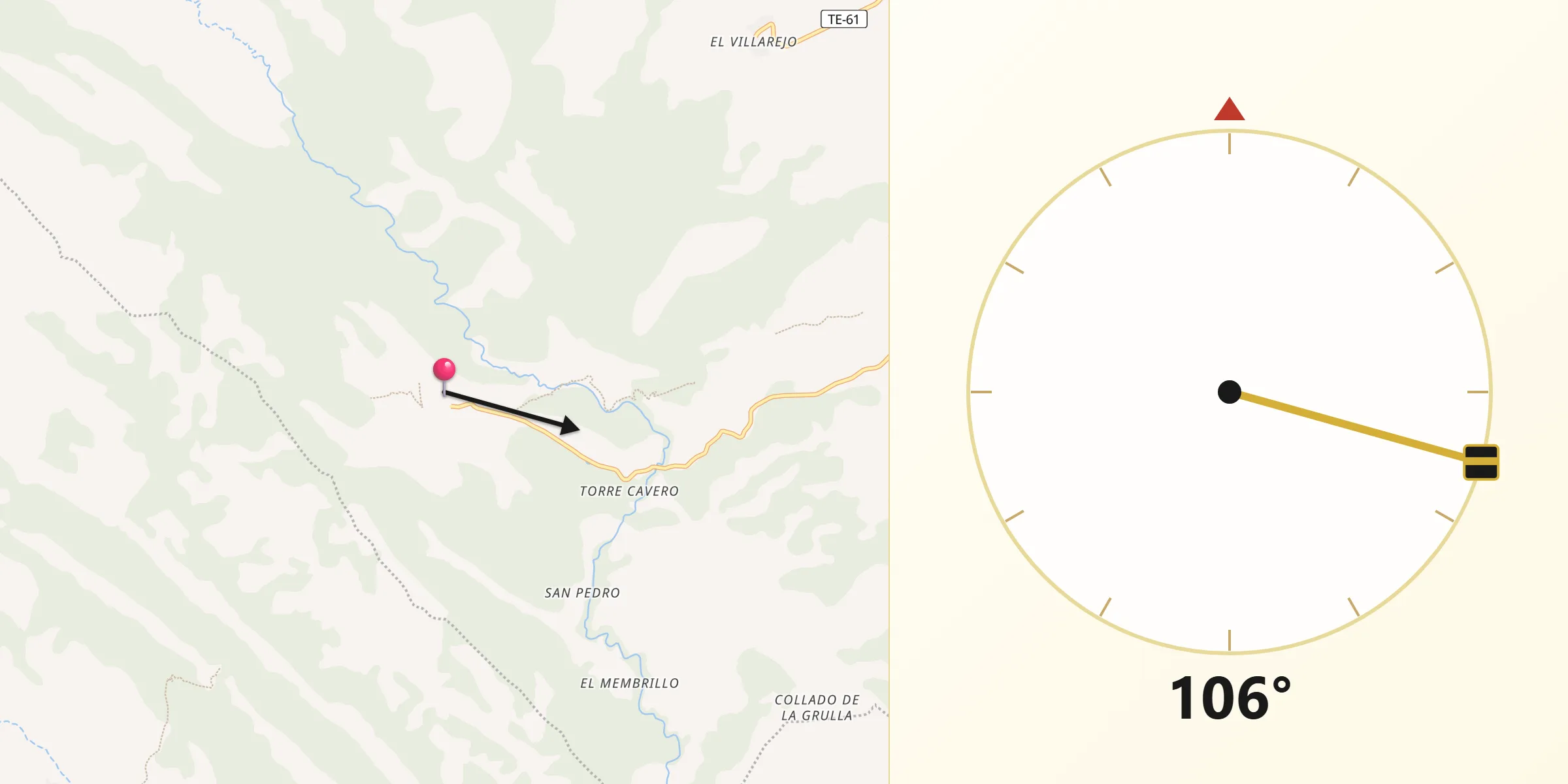 Dirección de la Qibla desde El Vallecillo