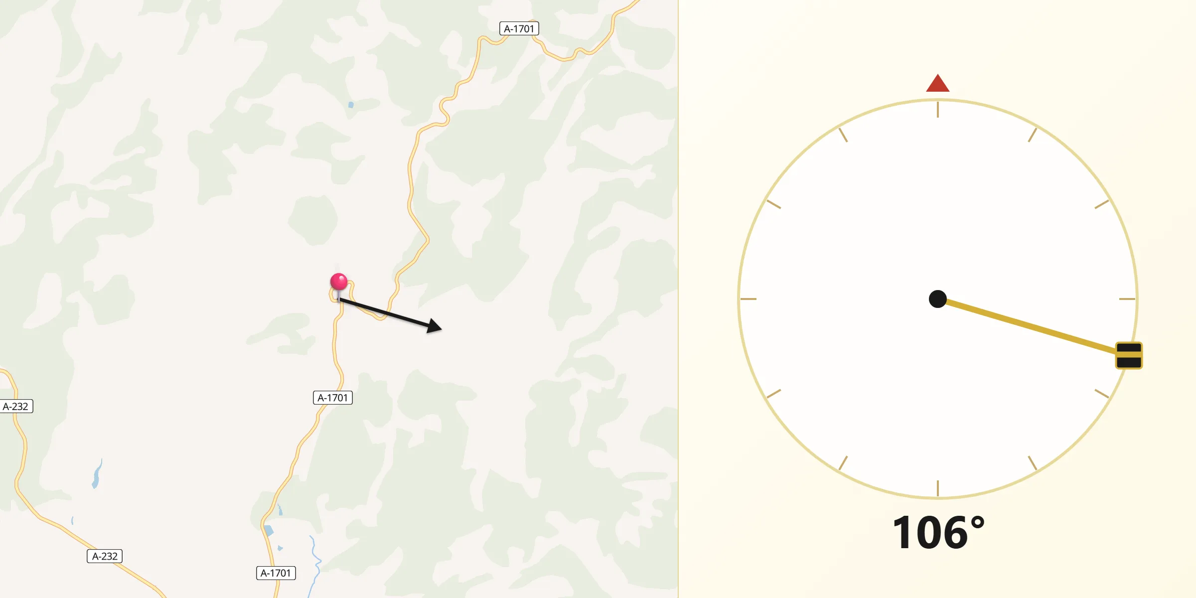 Dirección de la Qibla desde Nogueruelas