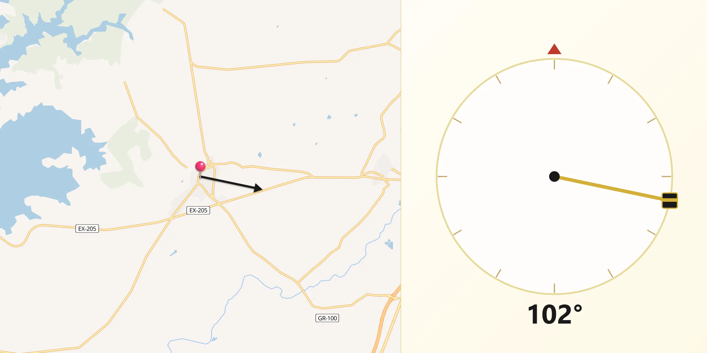 Dirección de la Qibla desde Zarza de Granadilla