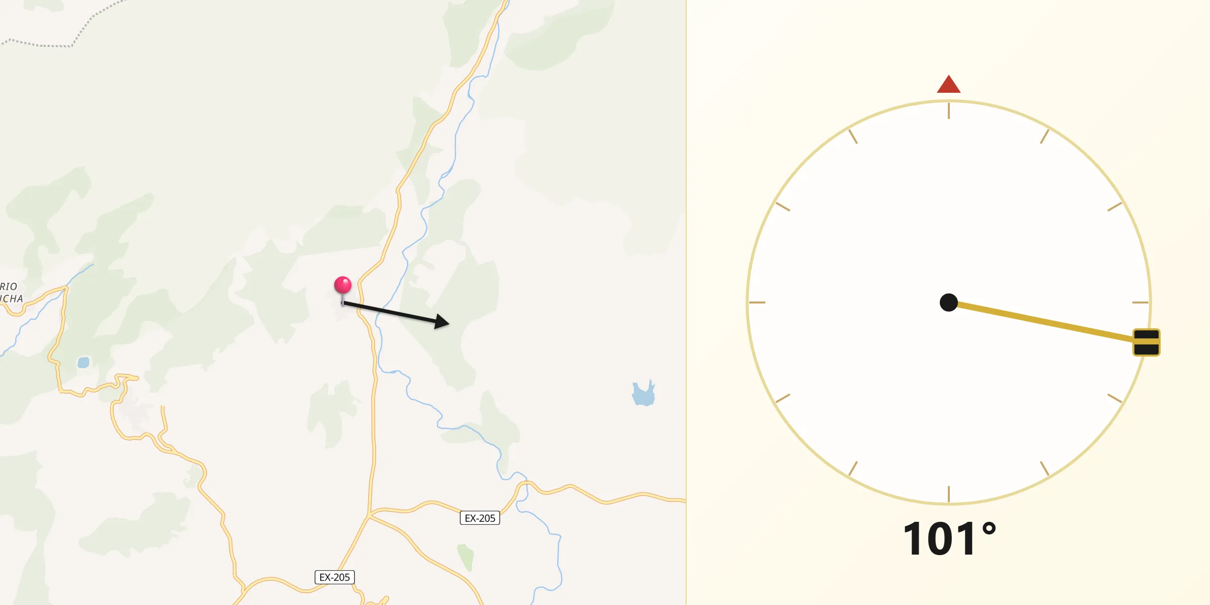 Dirección de la Qibla desde Cadalso