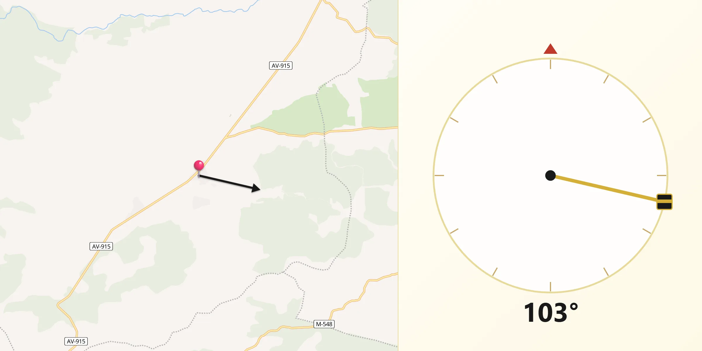 Dirección de la Qibla desde Higuera de las Dueñas