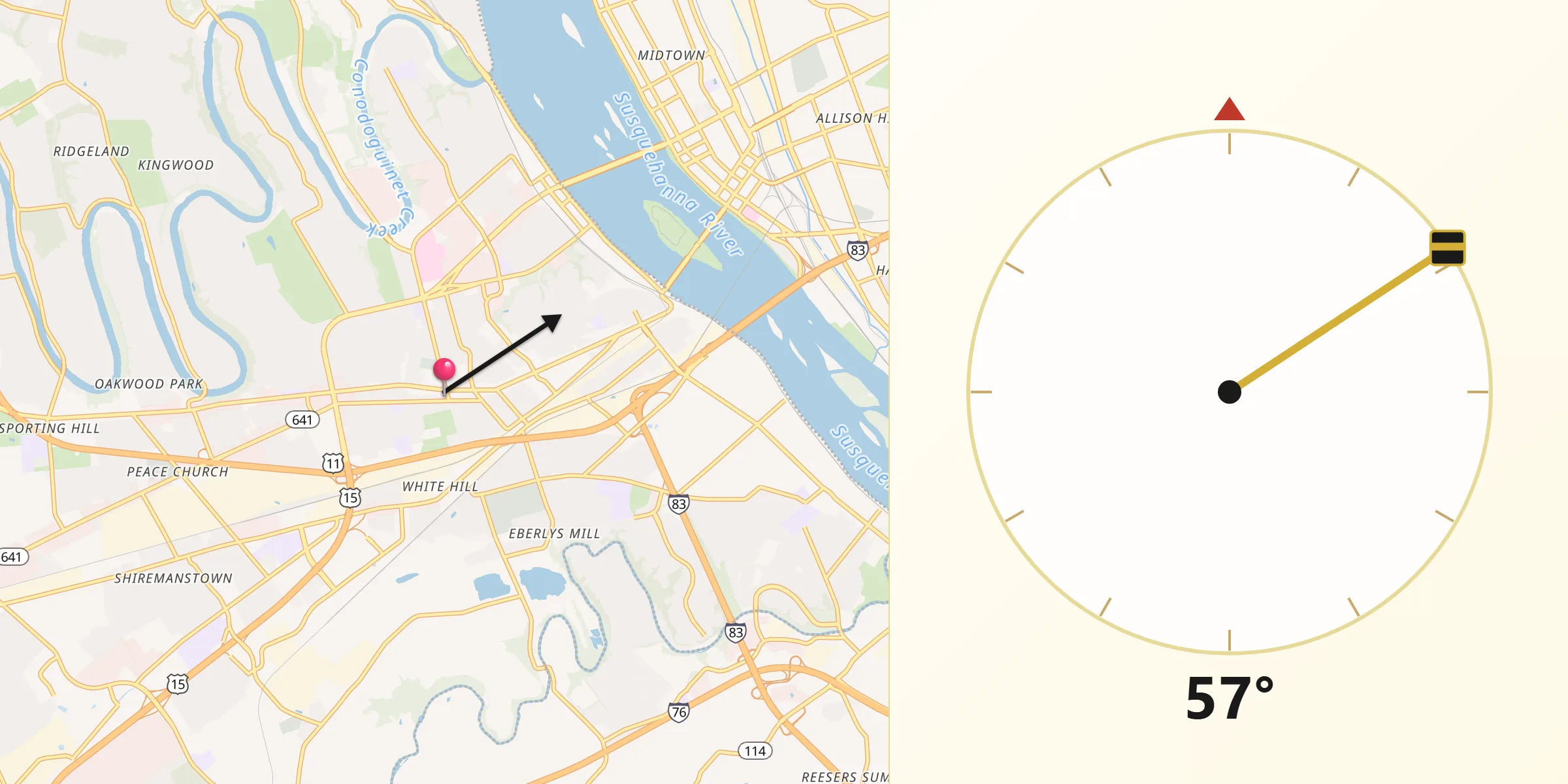 Qibla Direction from Camp Hill