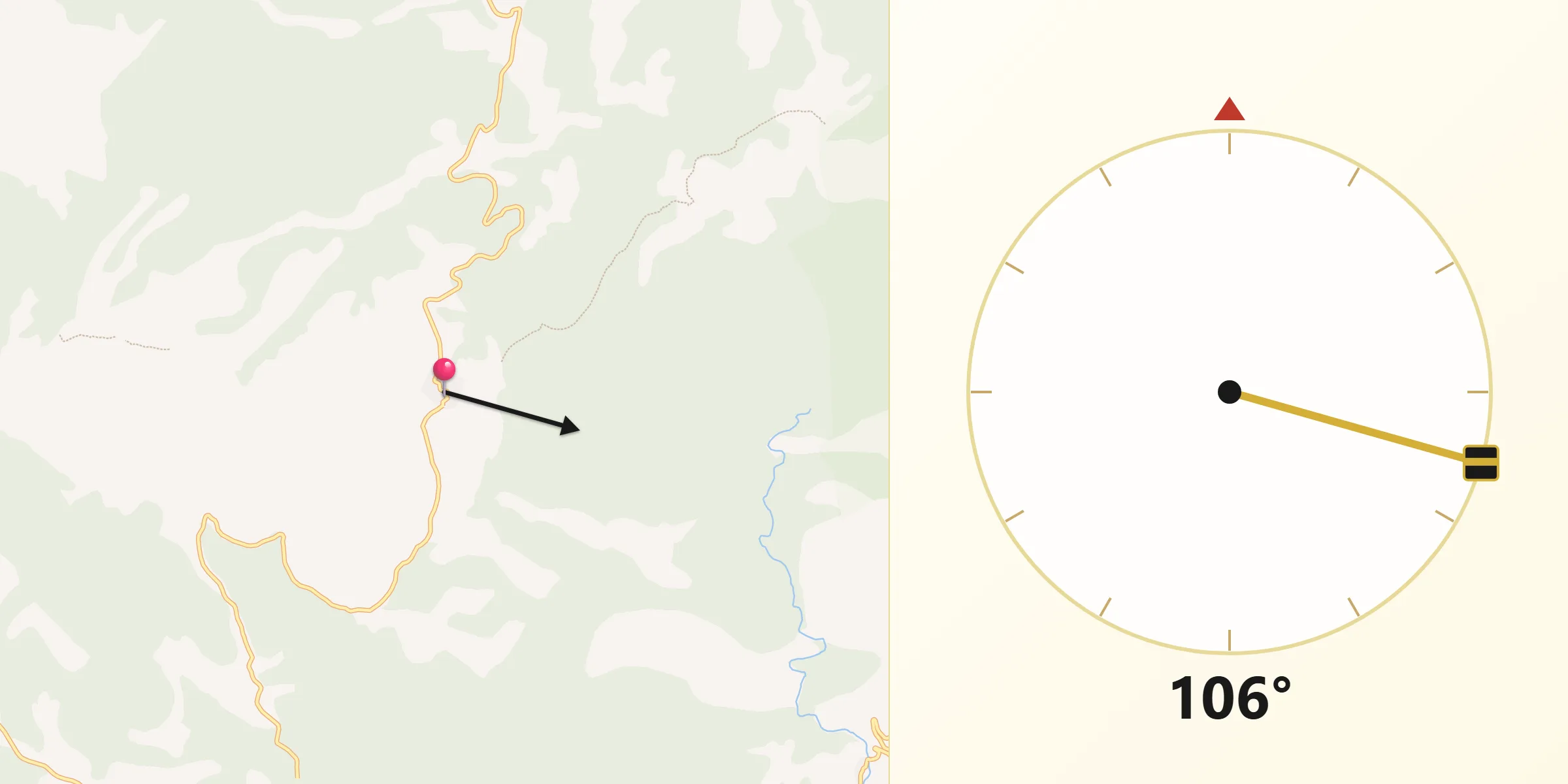 Dirección de la Qibla desde Jabaloyas