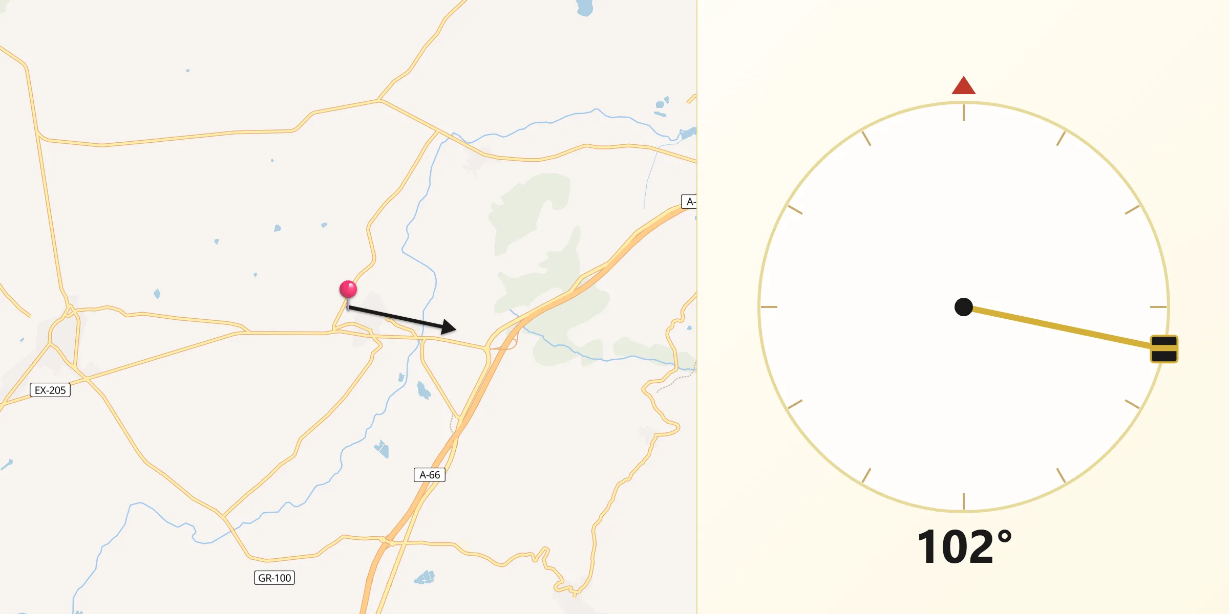 Dirección de la Qibla desde La Granja