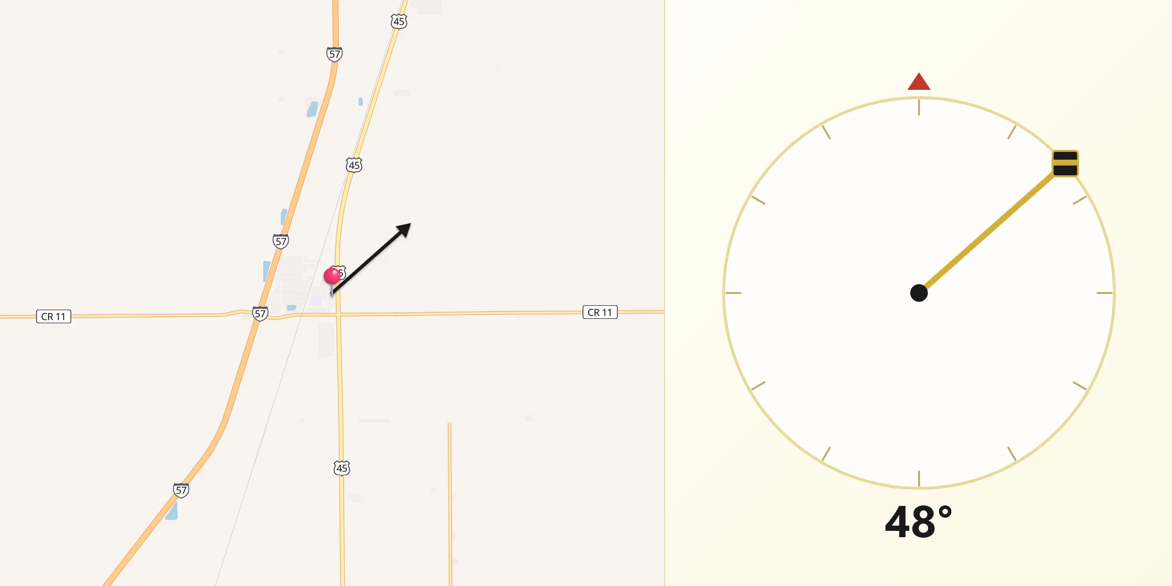 Qibla Direction from Thomasboro