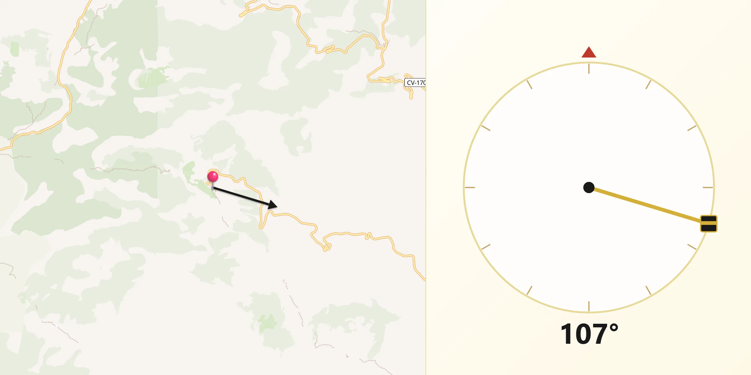 Dirección de la Qibla desde Chodos/Xodos