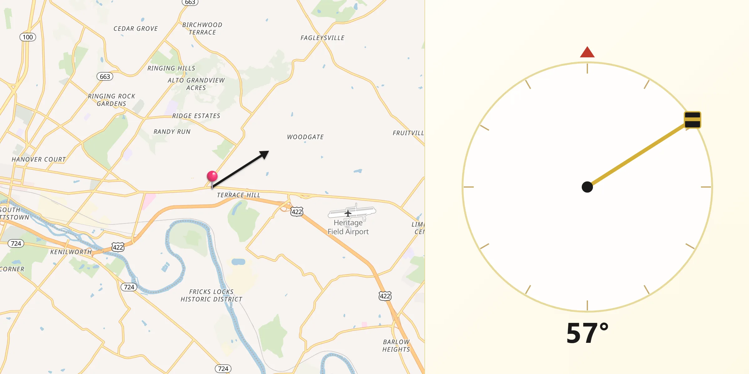 Qibla Direction from Sanatoga