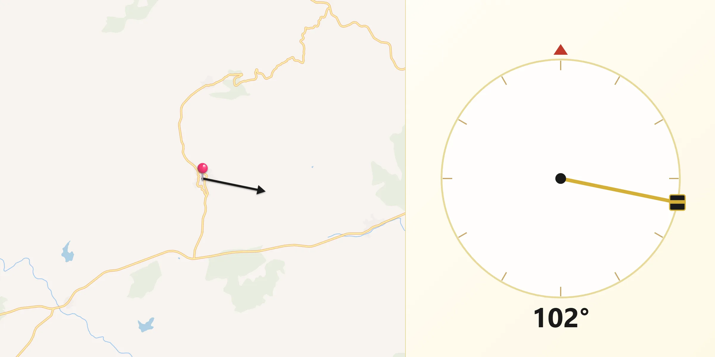 Dirección de la Qibla desde Palomero