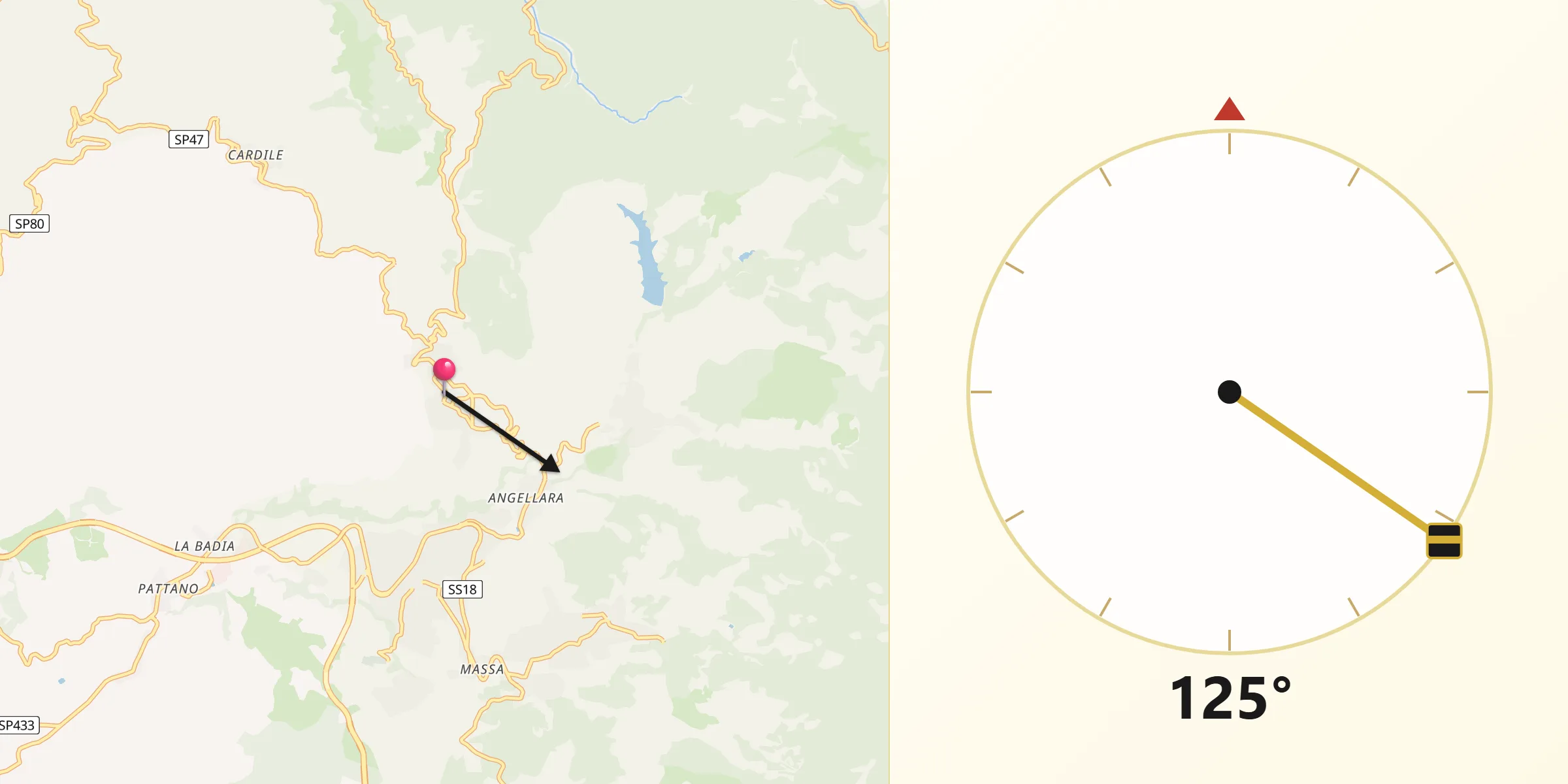 Direzione della Qibla da Moio della Civitella-Pellare