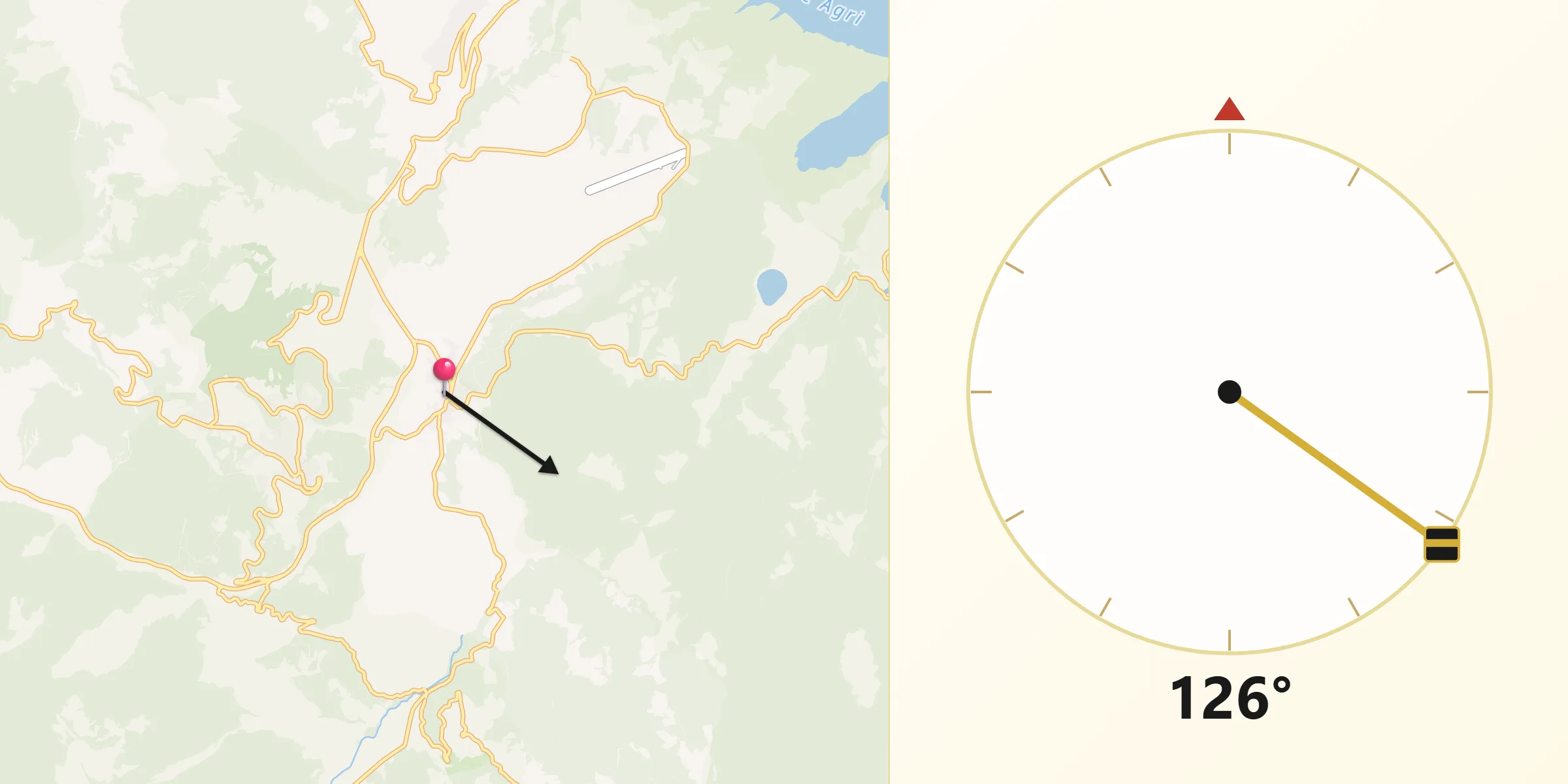 Direzione della Qibla da Sarconi
