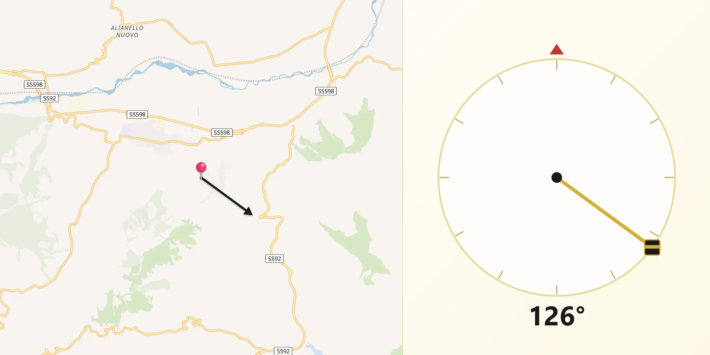 Direzione della Qibla da Sant'Arcangelo