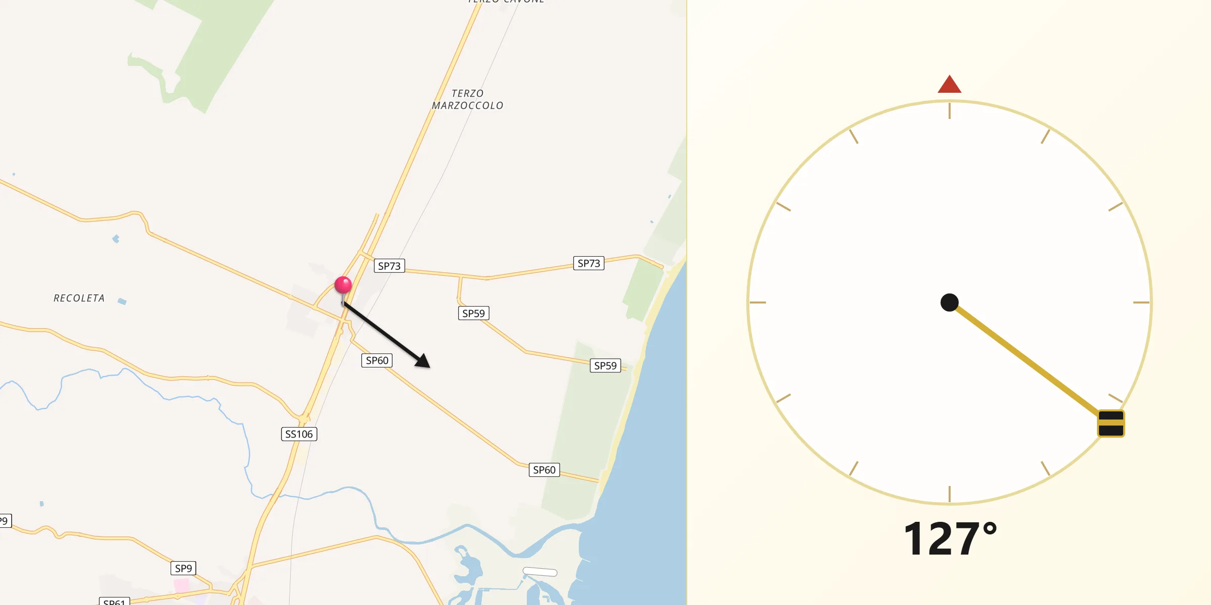 Direzione della Qibla da Scanzano Jonico