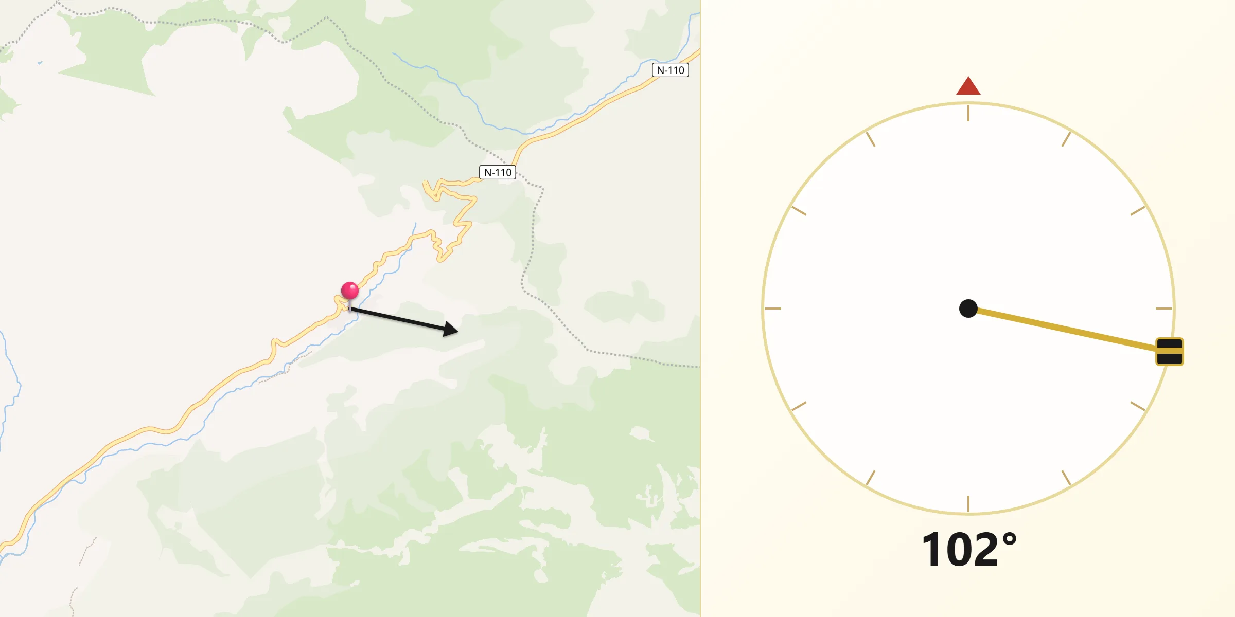 Dirección de la Qibla desde Tornavacas