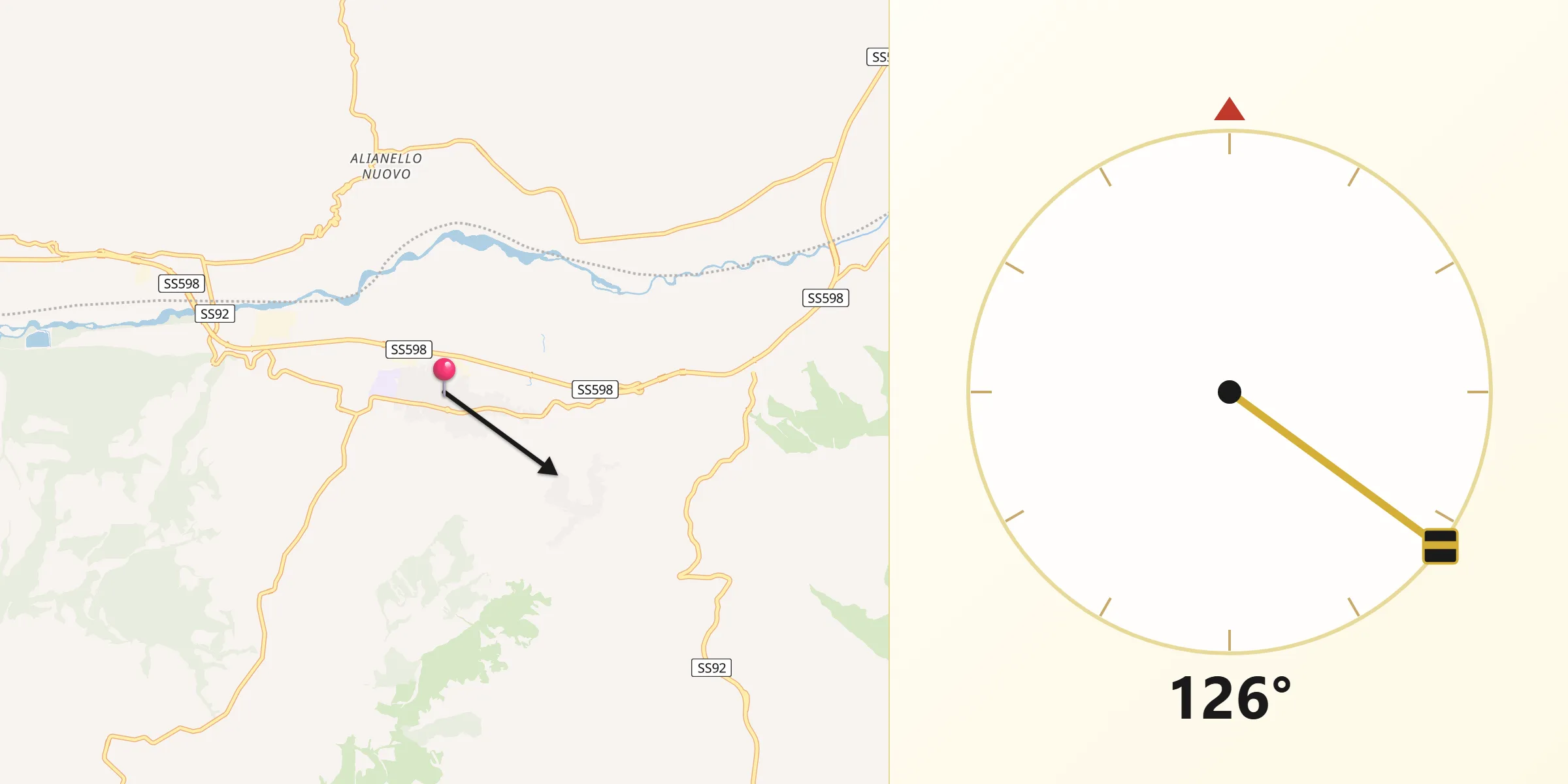 Direzione della Qibla da San Brancato