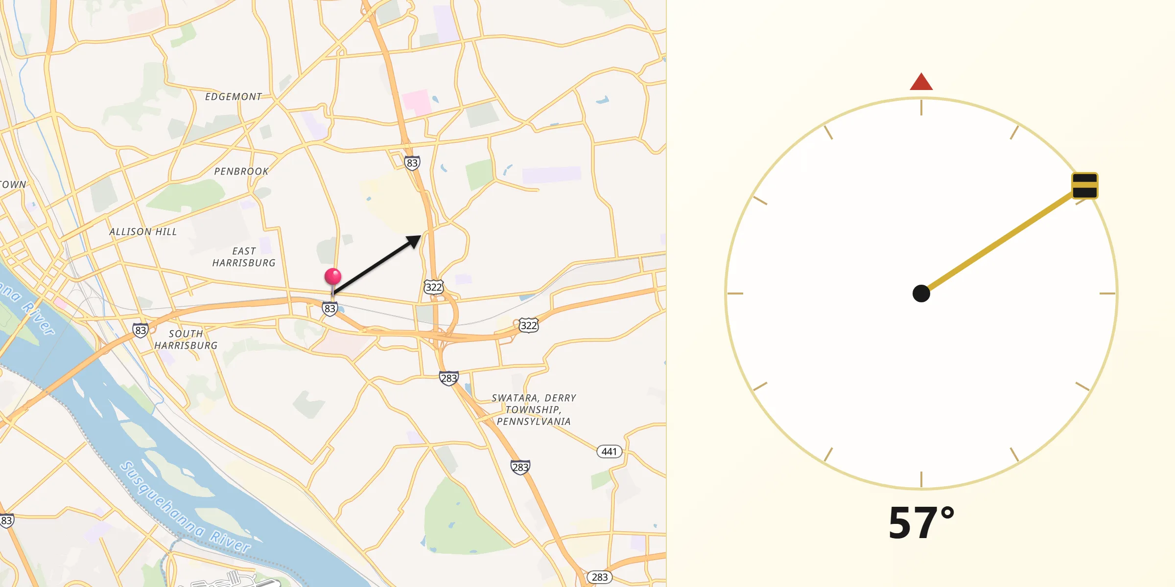 Qibla Direction from Paxtang