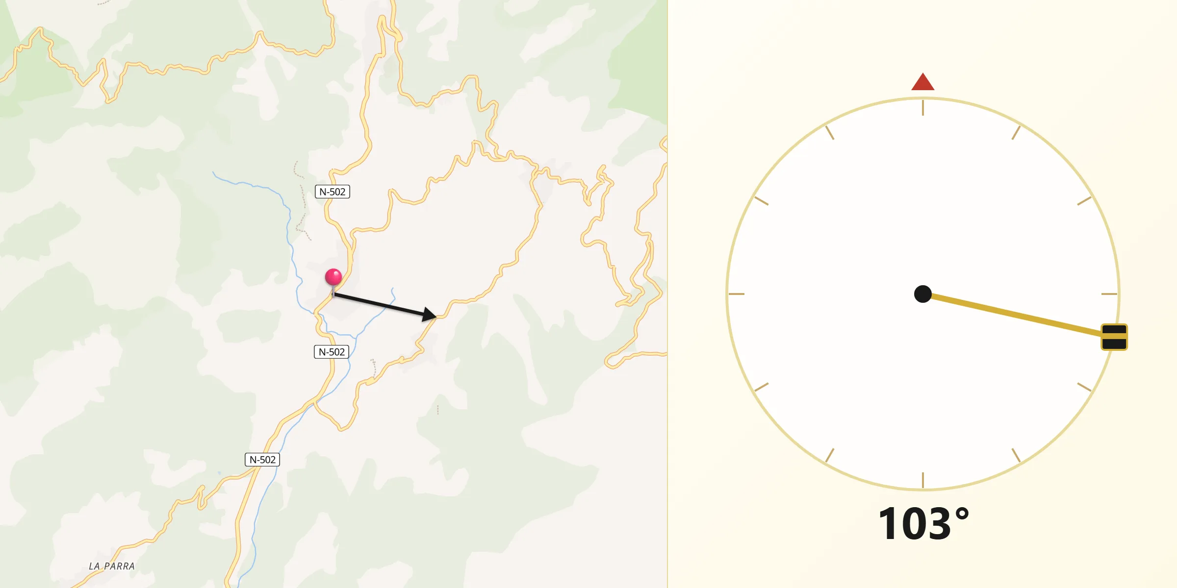 Dirección de la Qibla desde Mombeltrán