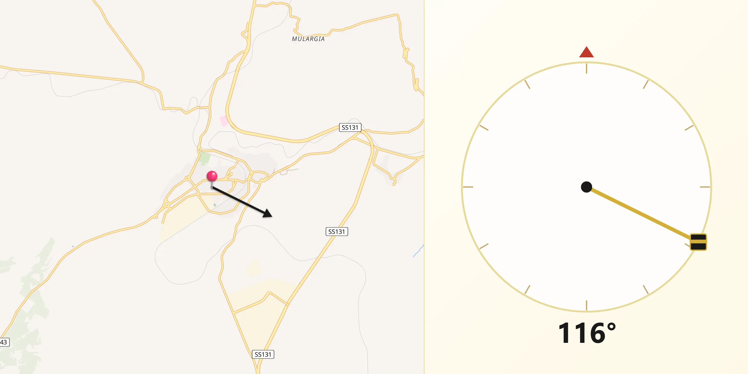 Direzione della Qibla da Macomer