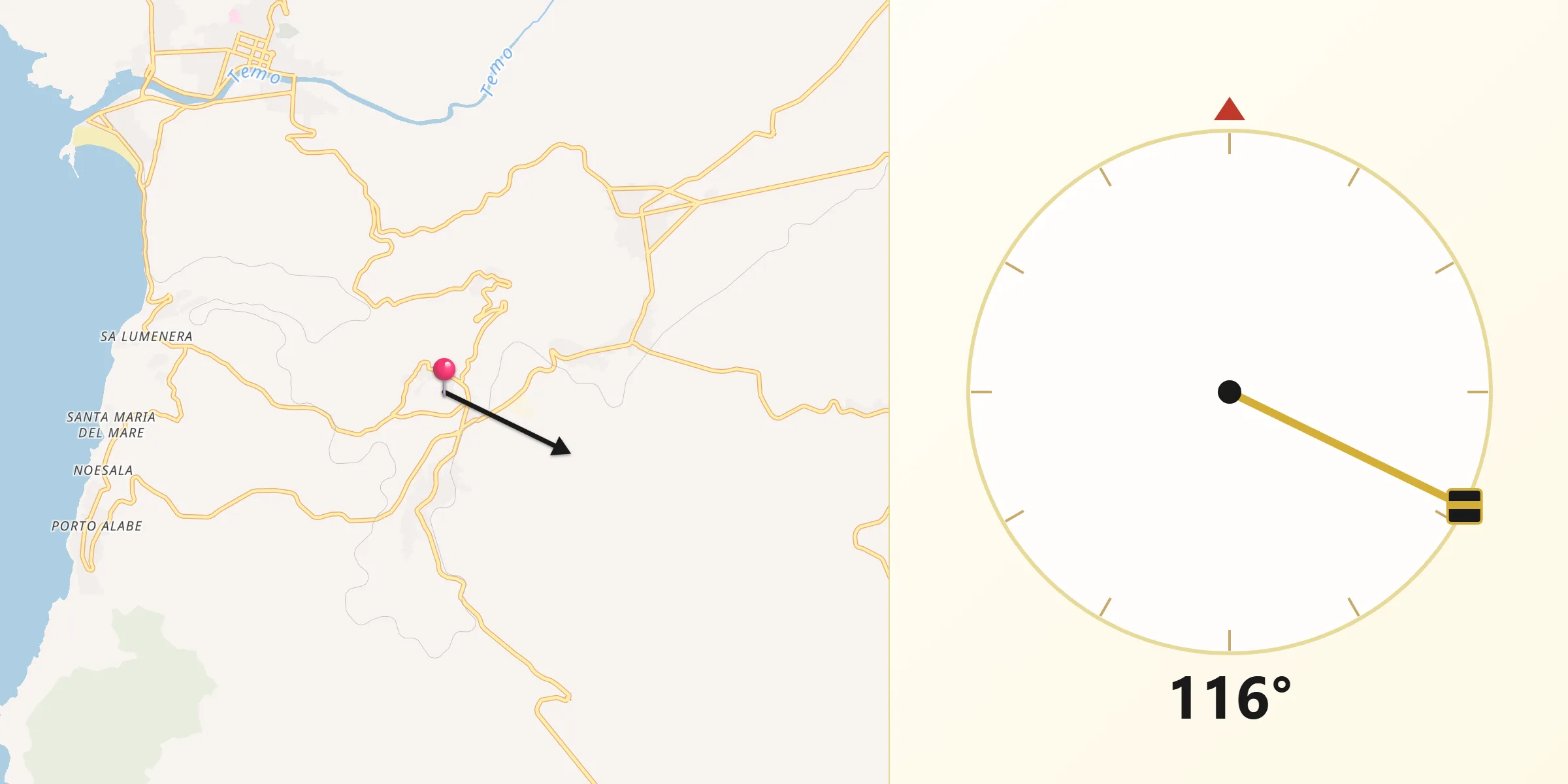 Direzione della Qibla da Magomadas