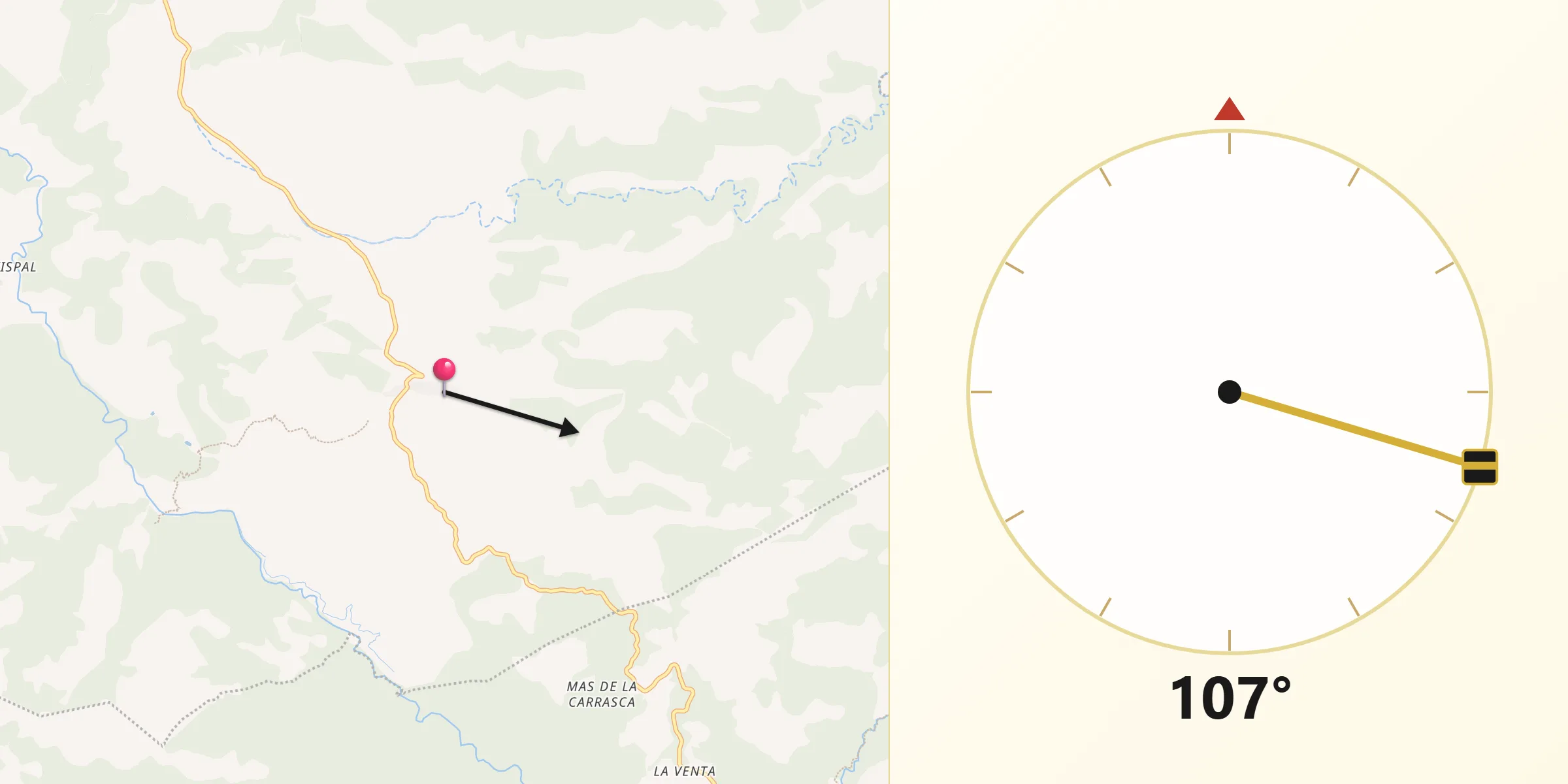 Dirección de la Qibla desde Puertomingalvo