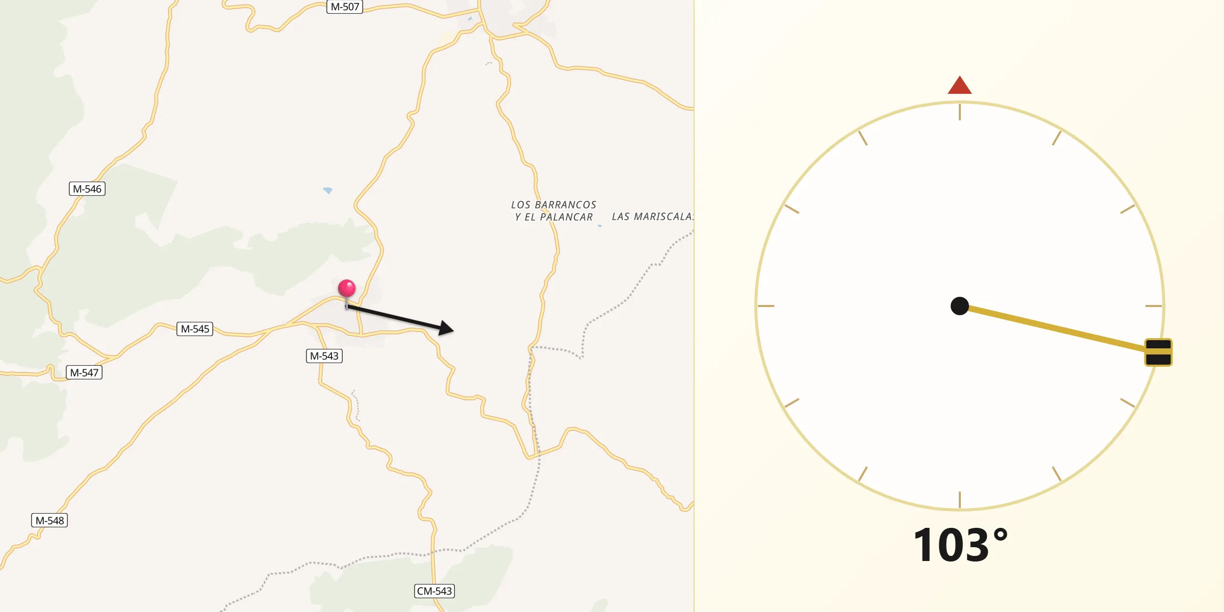 Dirección de la Qibla desde Cenicientos