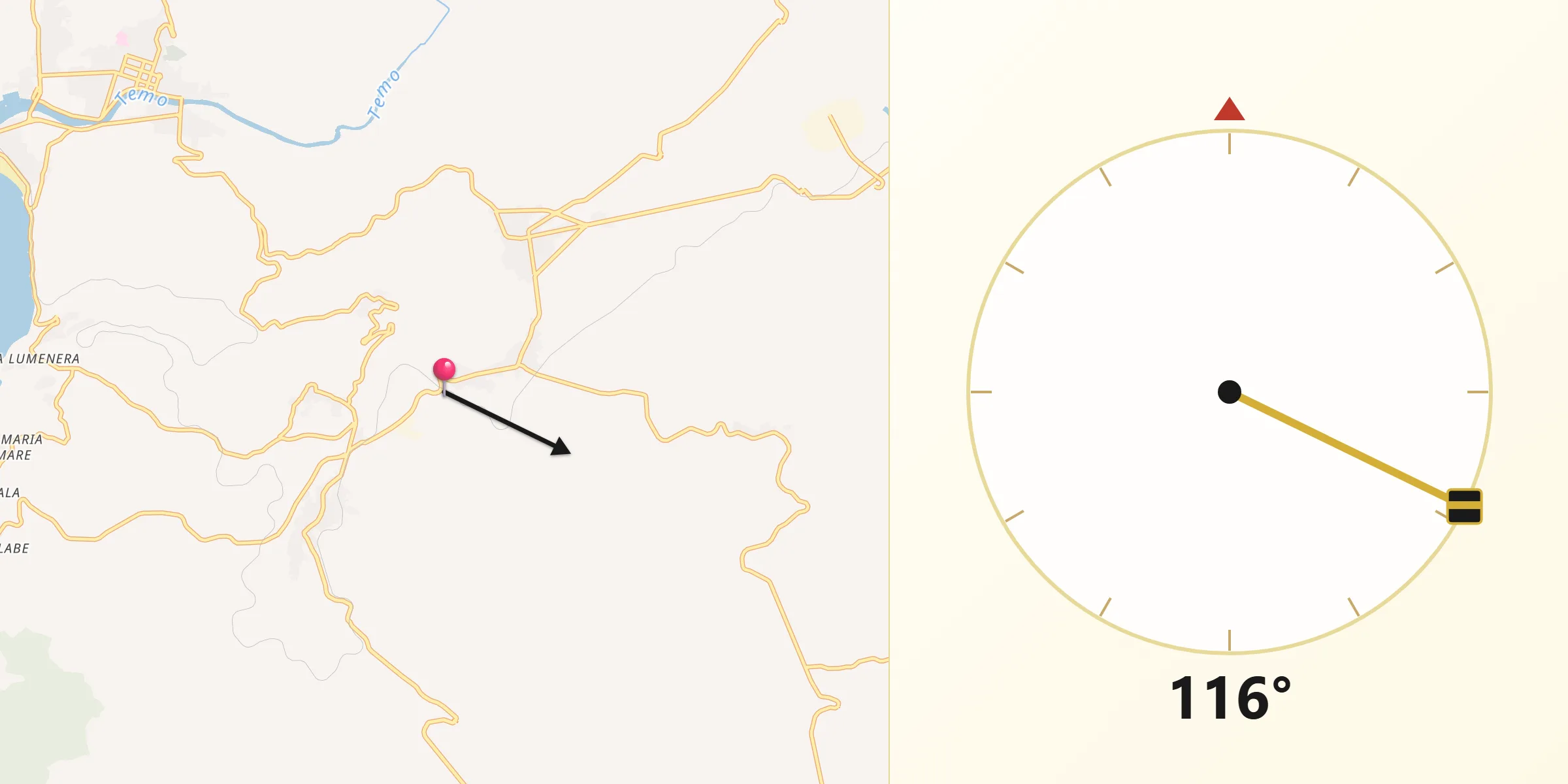 Direzione della Qibla da Flussio
