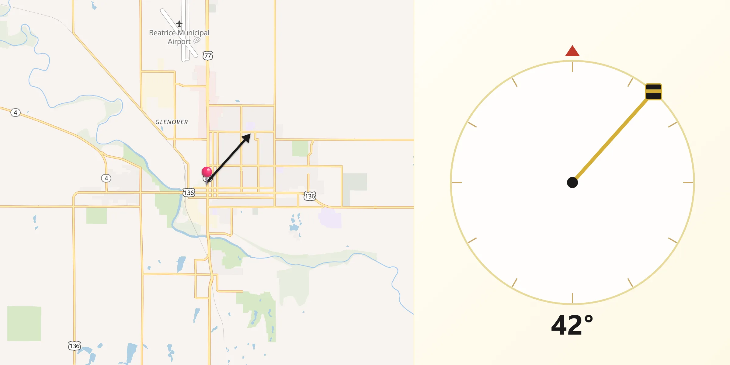 Qibla Direction from Beatrice
