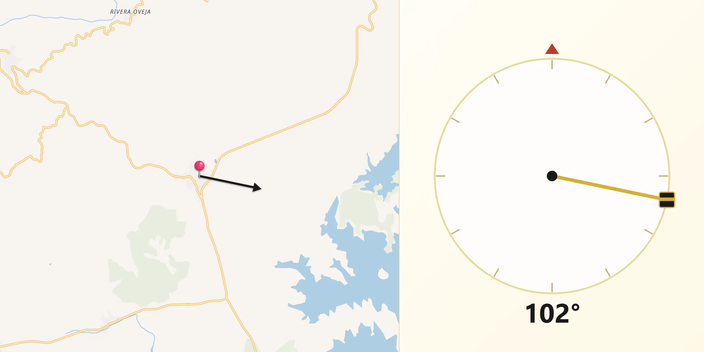 Dirección de la Qibla desde Mohedas de Granadilla
