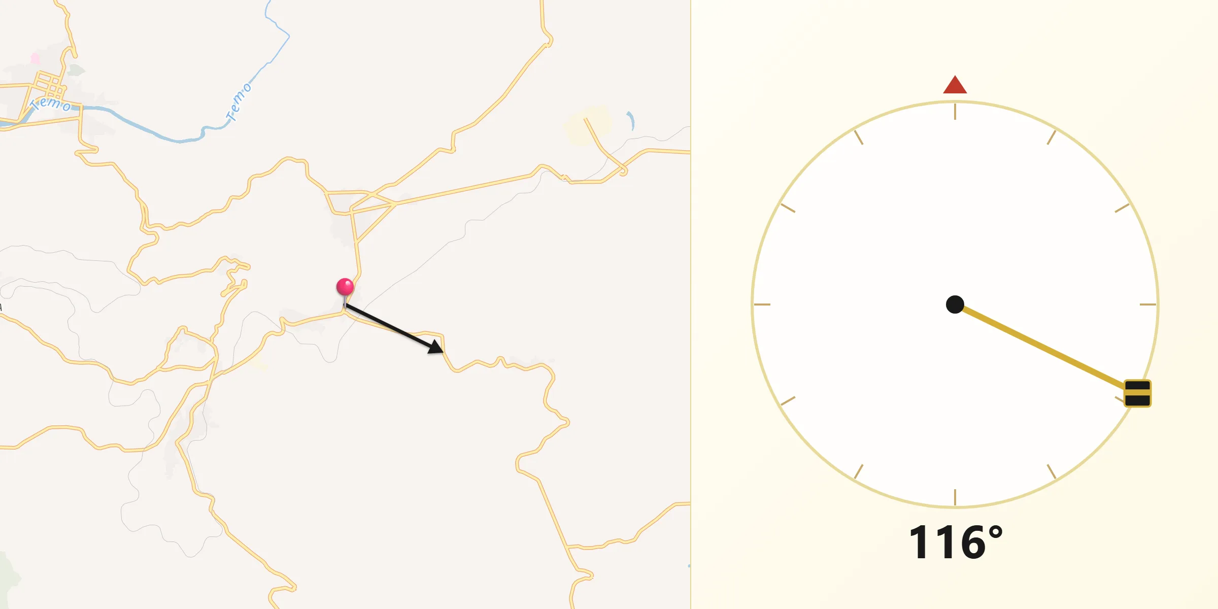 Direzione della Qibla da Tinnura