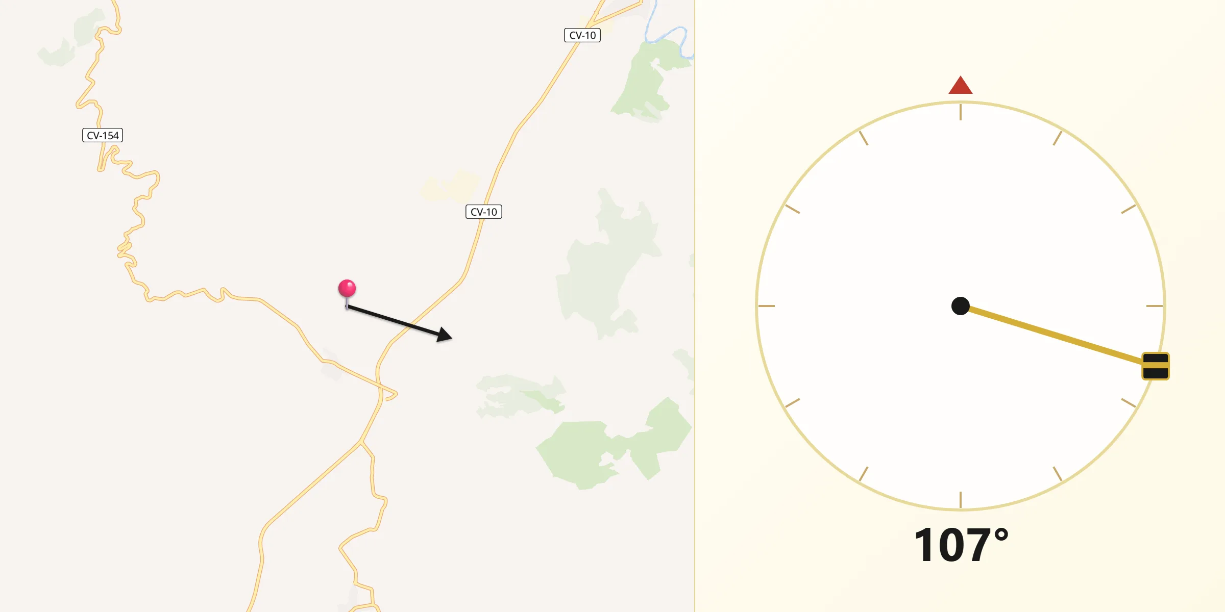 Dirección de la Qibla desde La Torre den Doménec