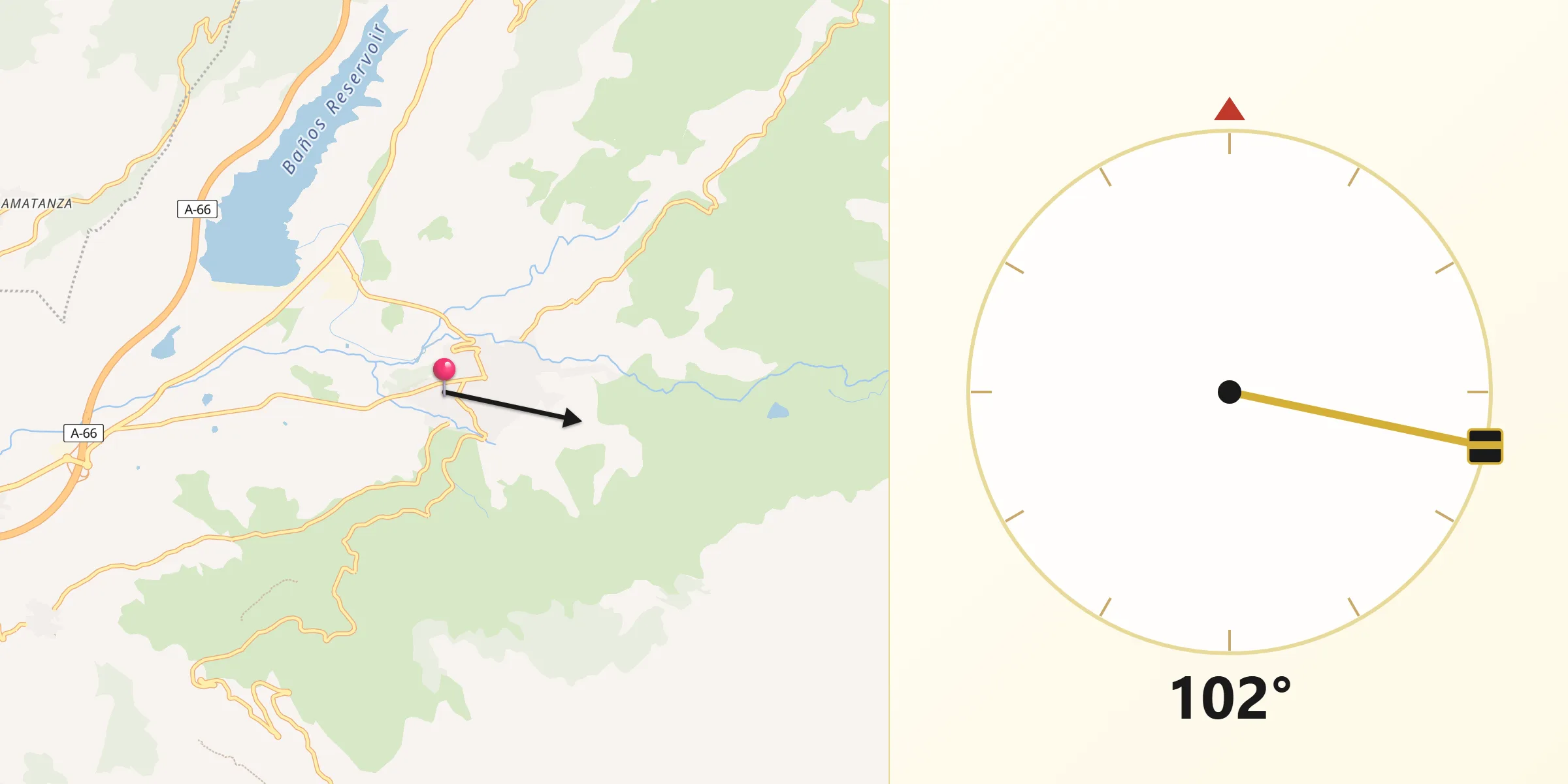Dirección de la Qibla desde Hervás