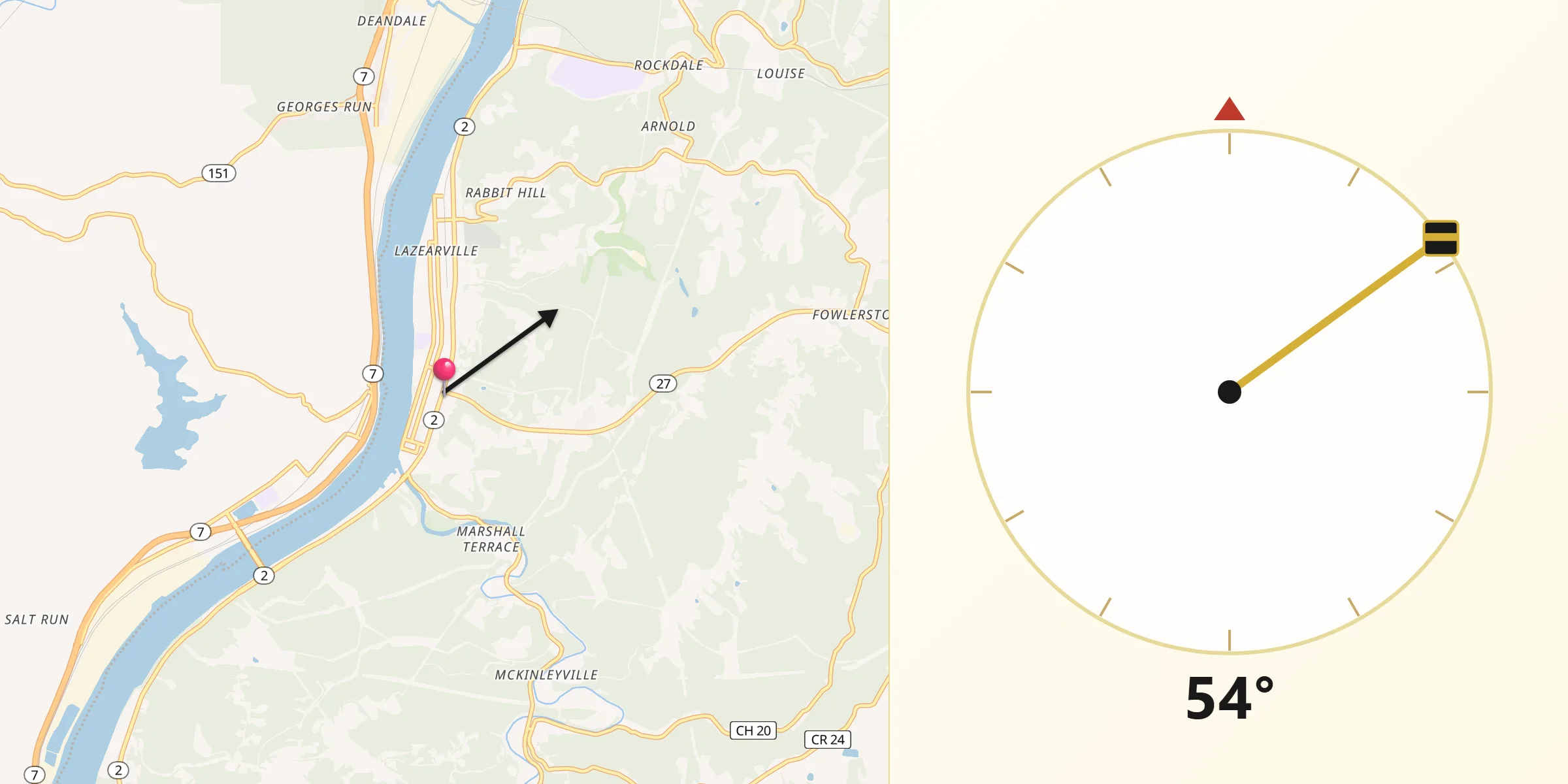 Qibla Direction from Wellsburg