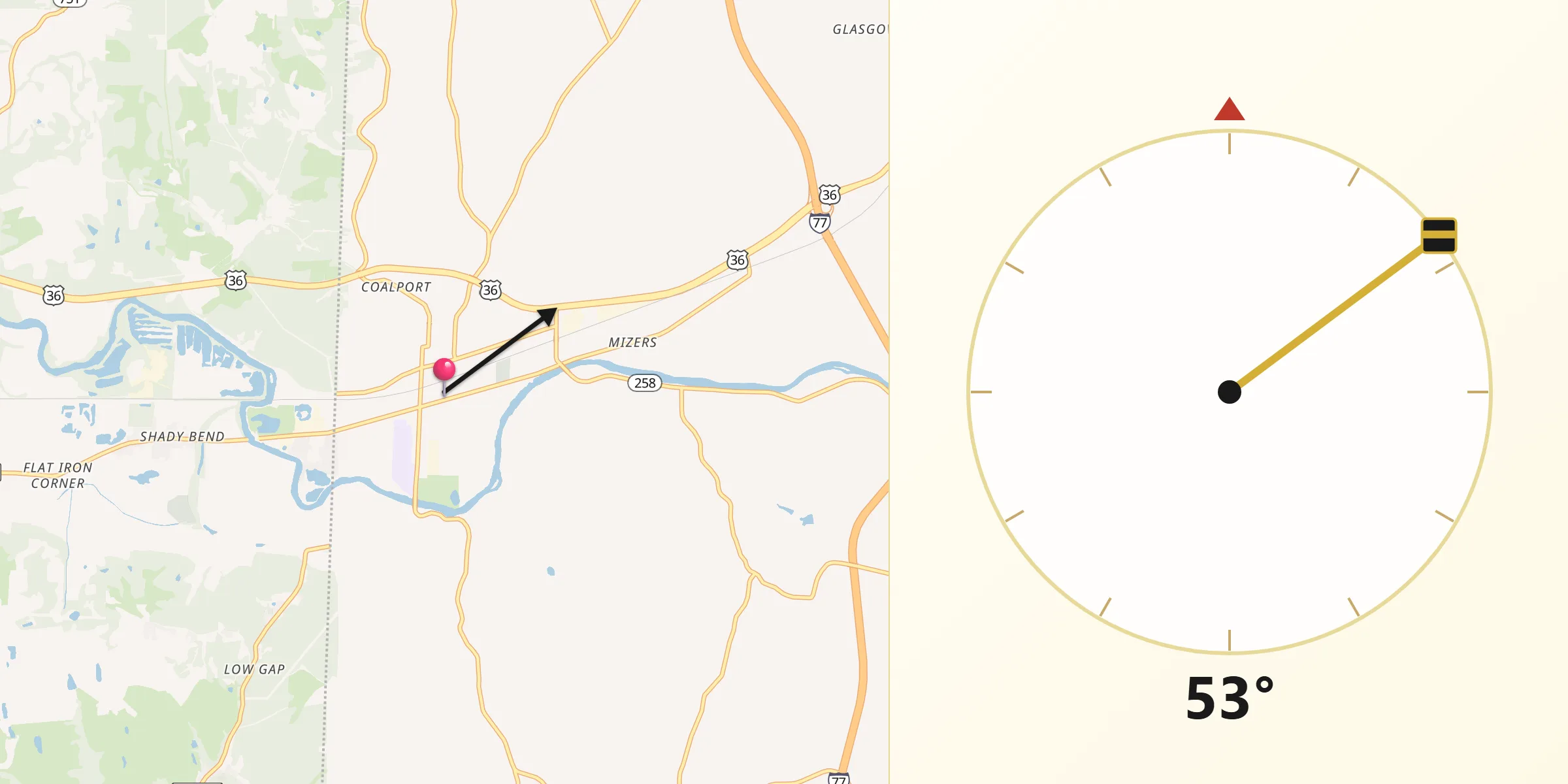 Qibla Direction from Newcomerstown