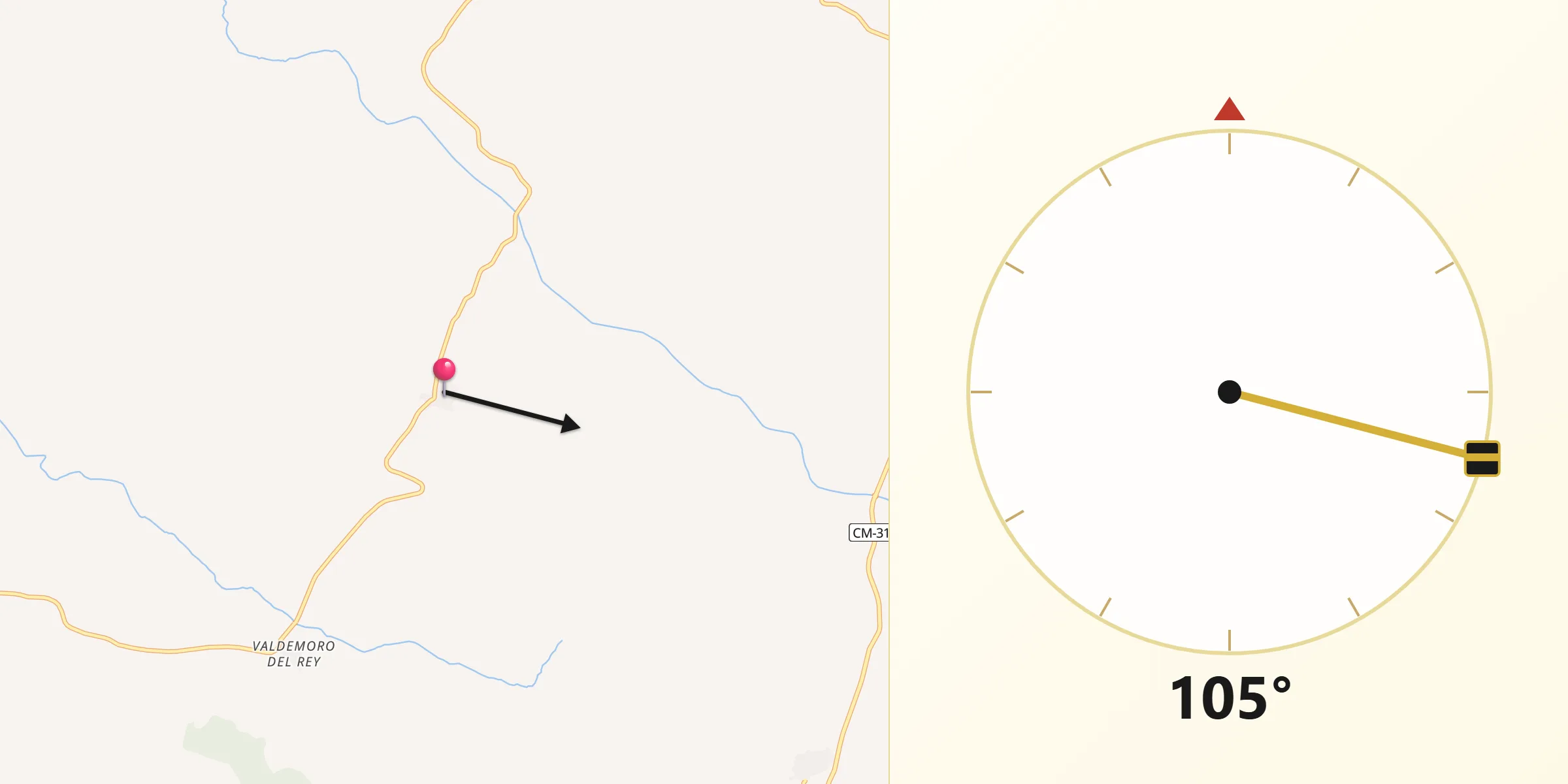Dirección de la Qibla desde Portalrubio de Guadamejud