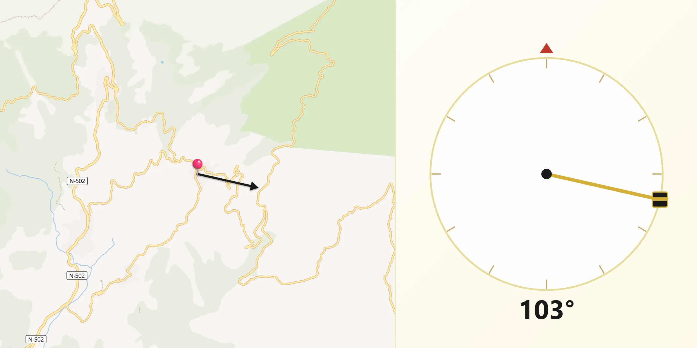Dirección de la Qibla desde San Esteban del Valle