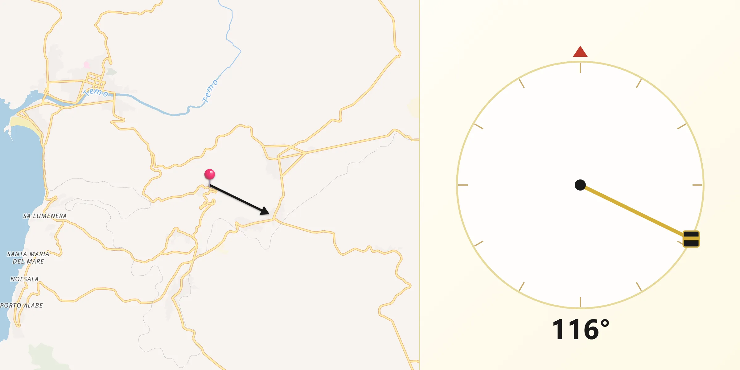 Direzione della Qibla da Modolo