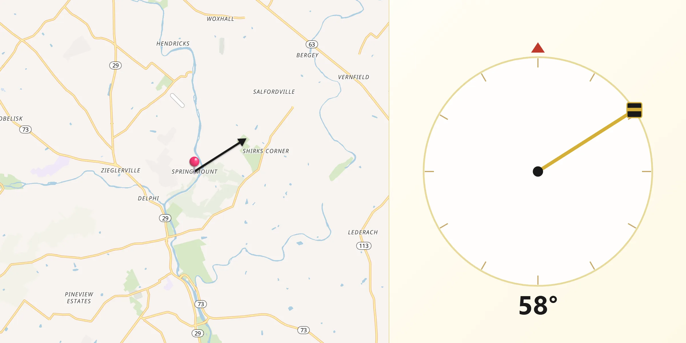 Qibla Direction from Spring Mount