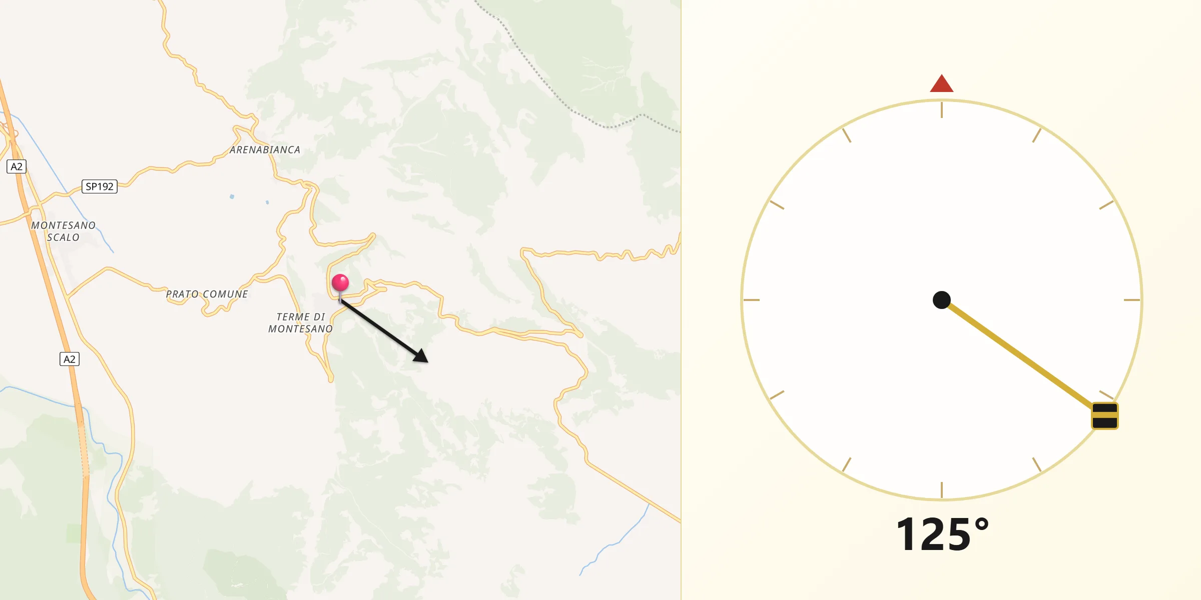 Direzione della Qibla da Montesano sulla Marcellana