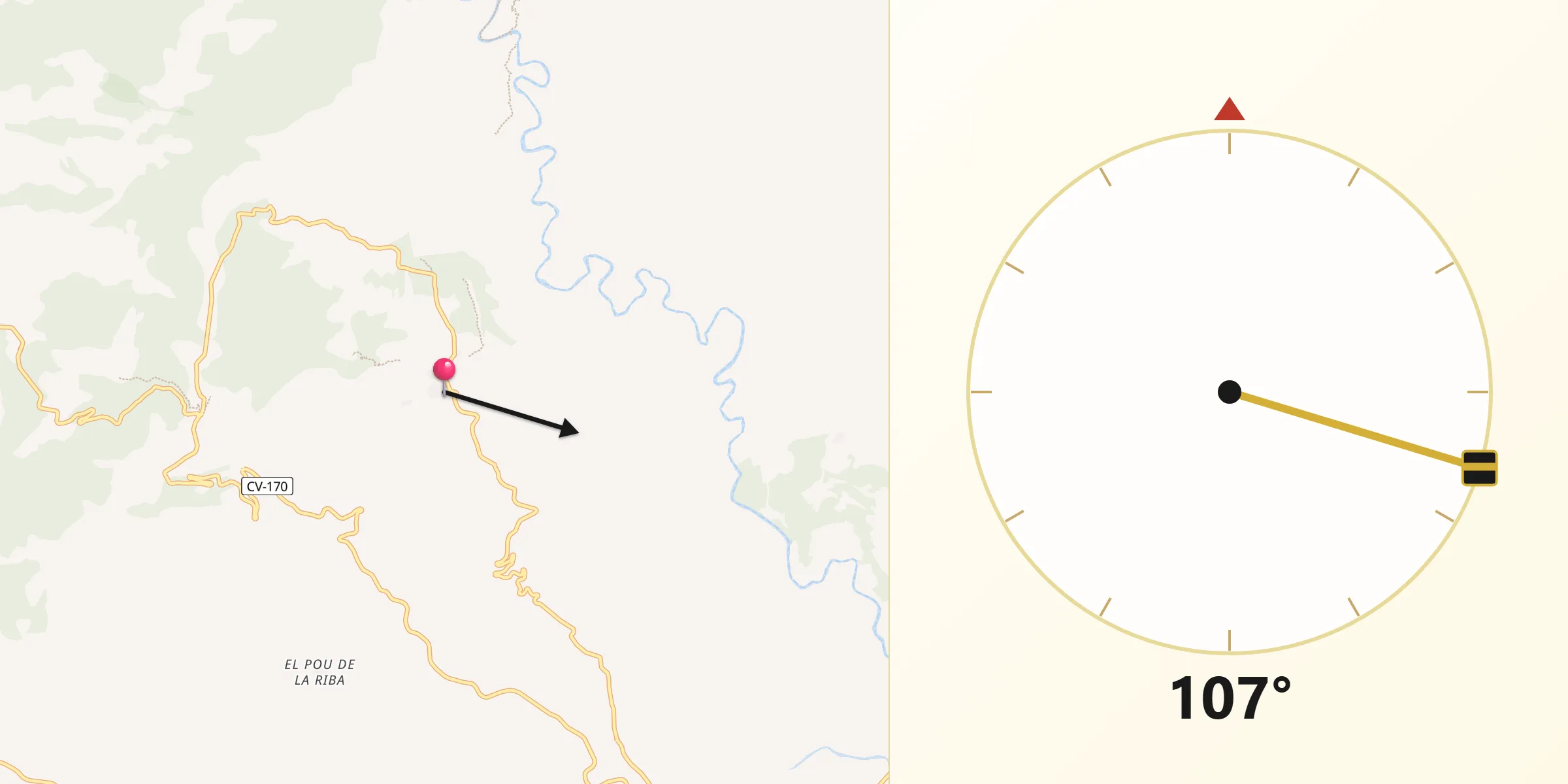 Dirección de la Qibla desde Benafigos