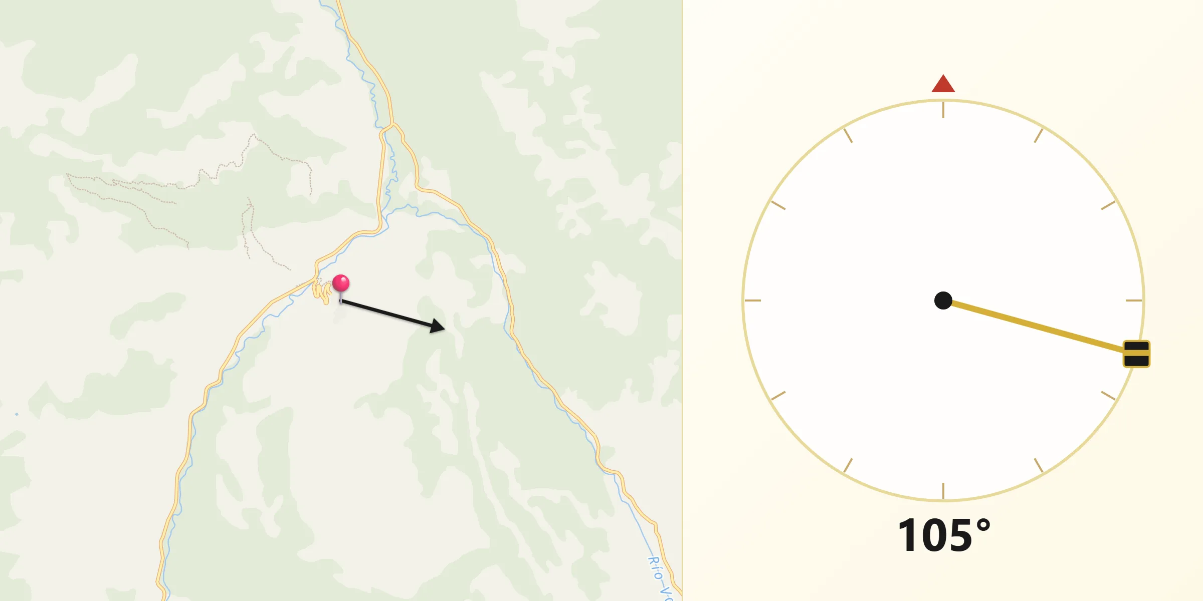 Dirección de la Qibla desde Huélamo