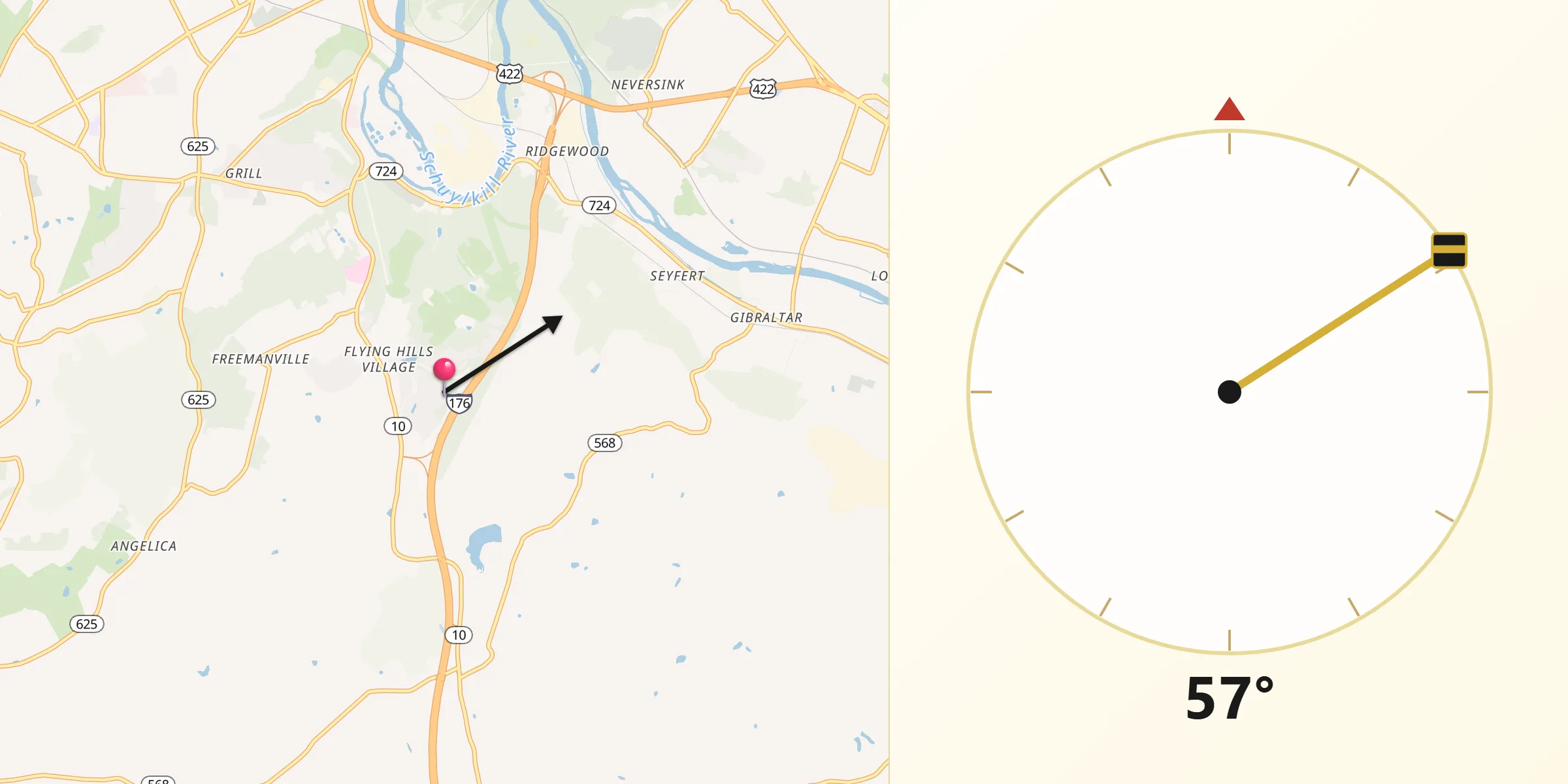 Qibla Direction from Flying Hills