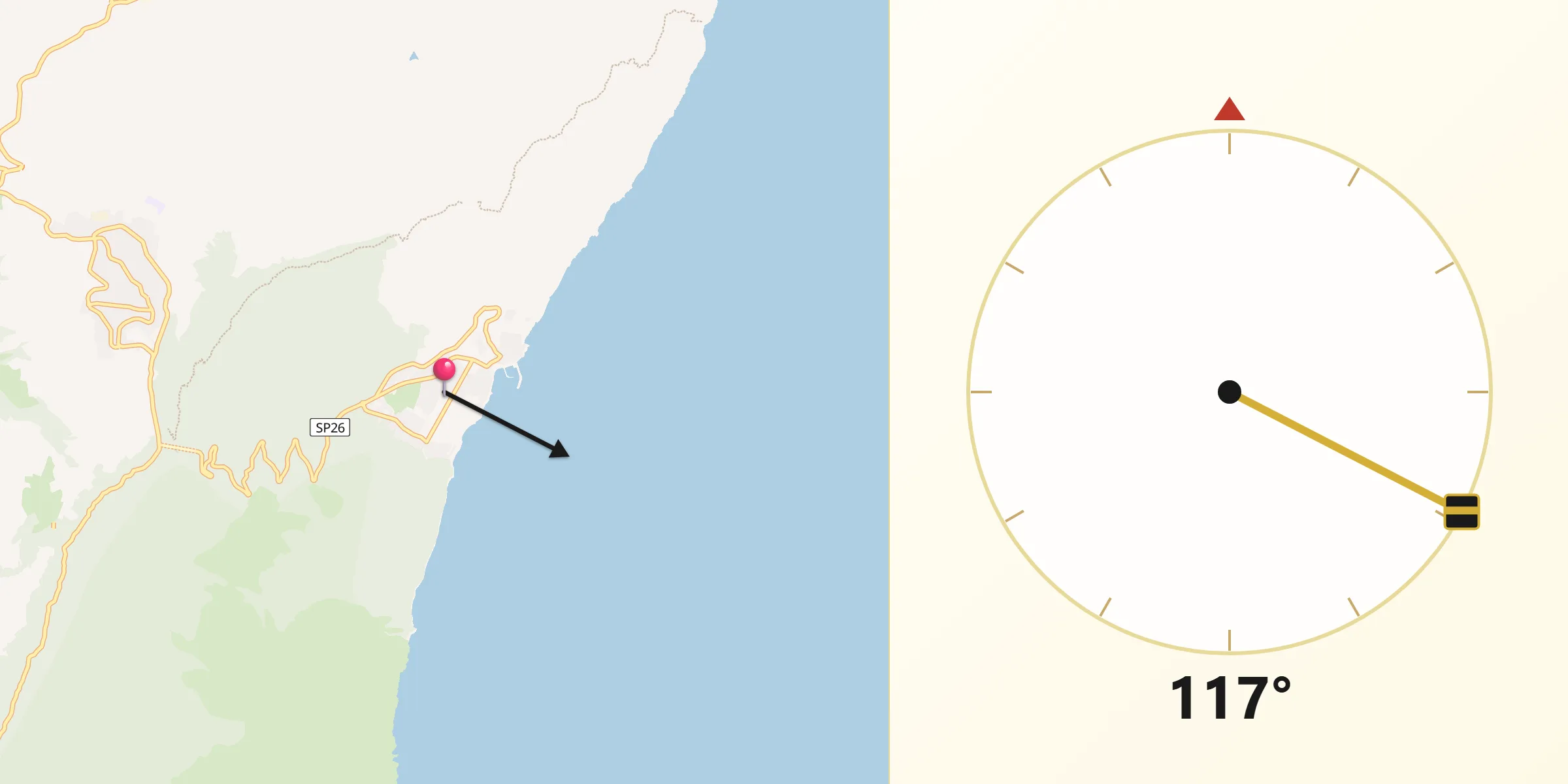 Direzione della Qibla da Cala Gonone