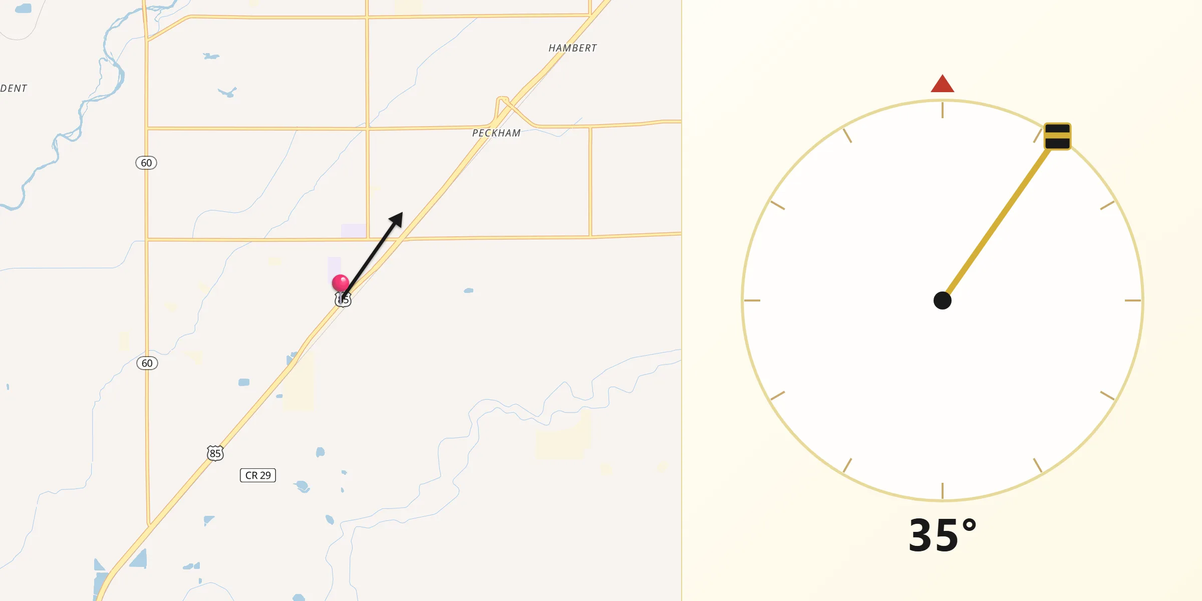Qibla Direction from Gilcrest