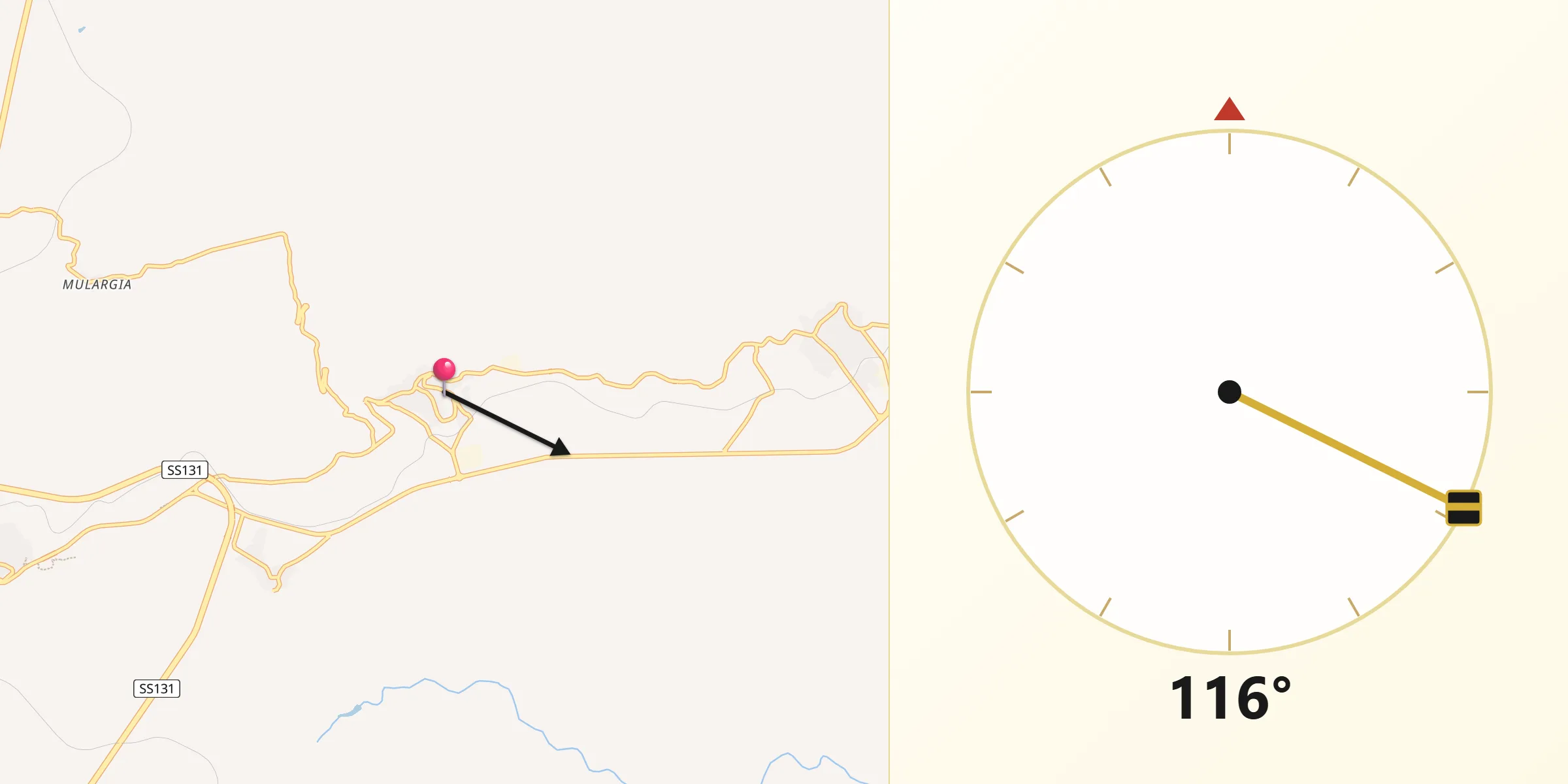 Direzione della Qibla da Bortigali