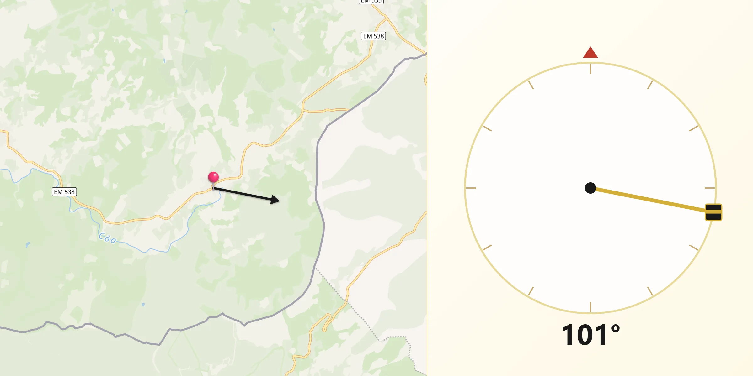 Direção da Qibla a partir de Fóios