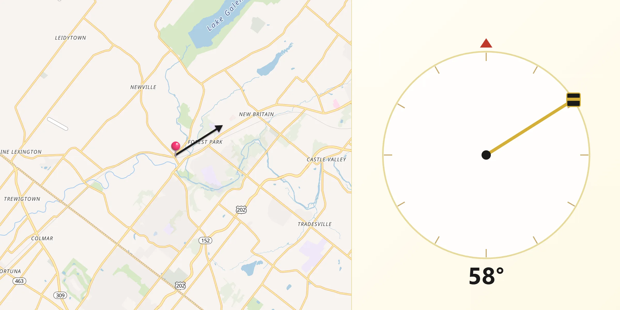 Qibla Direction from Chalfont