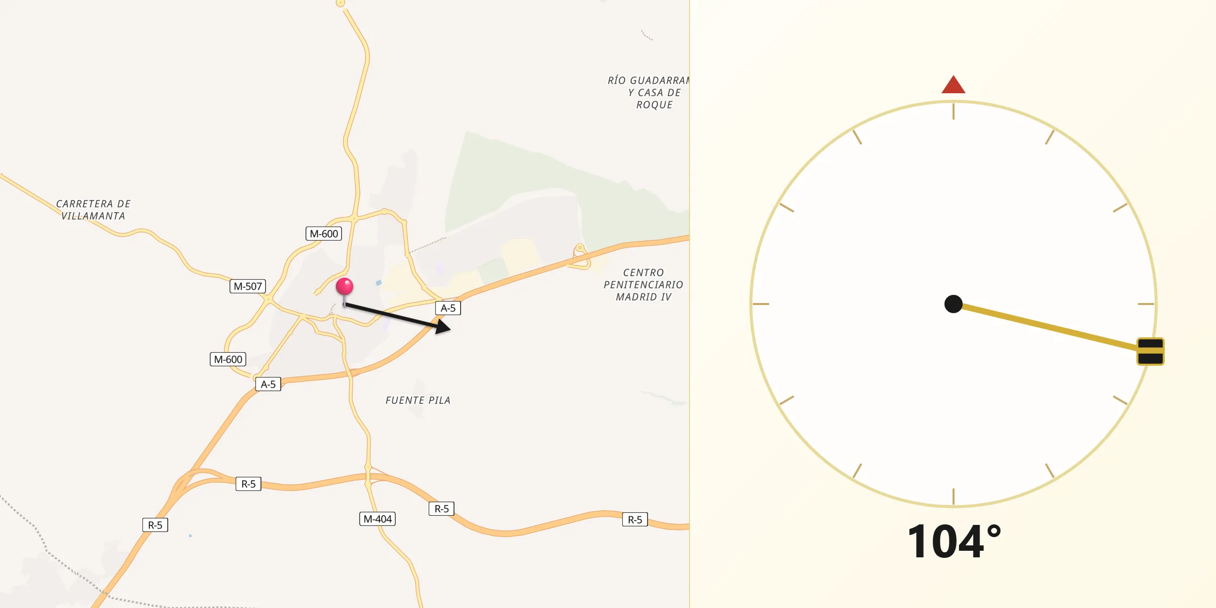 Dirección de la Qibla desde Navalcarnero