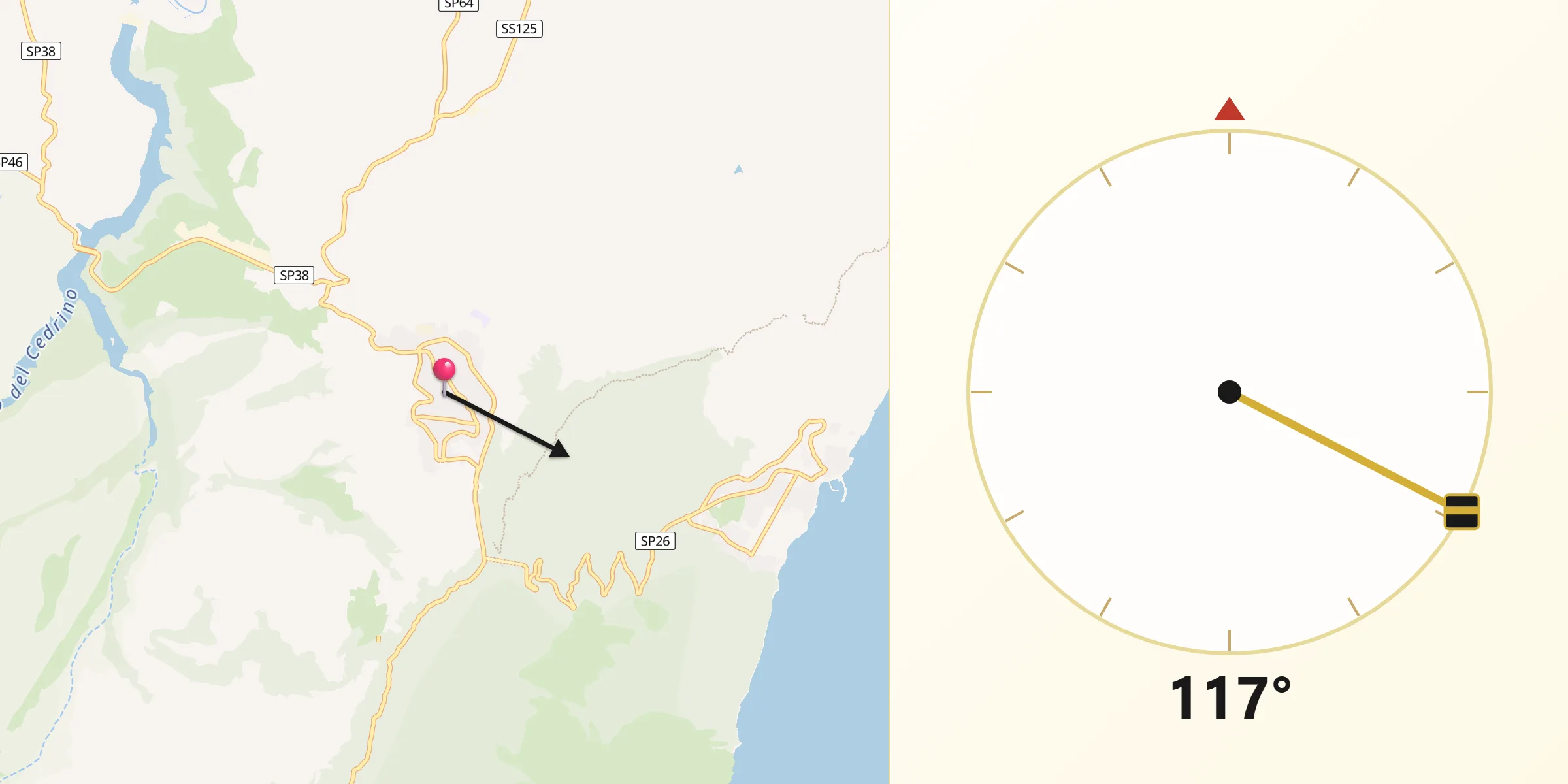 Direzione della Qibla da Dorgali