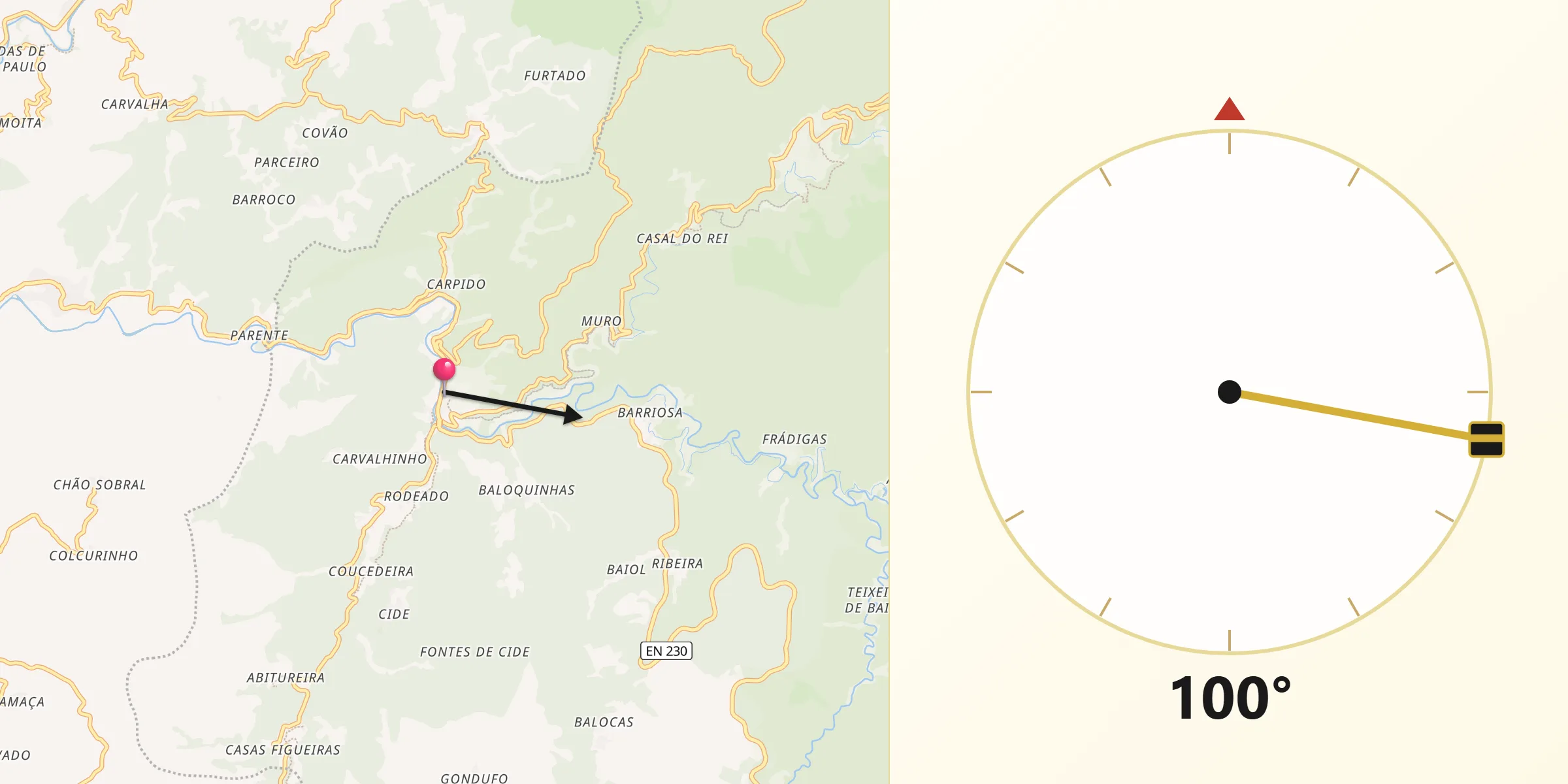 Direção da Qibla a partir de Vide