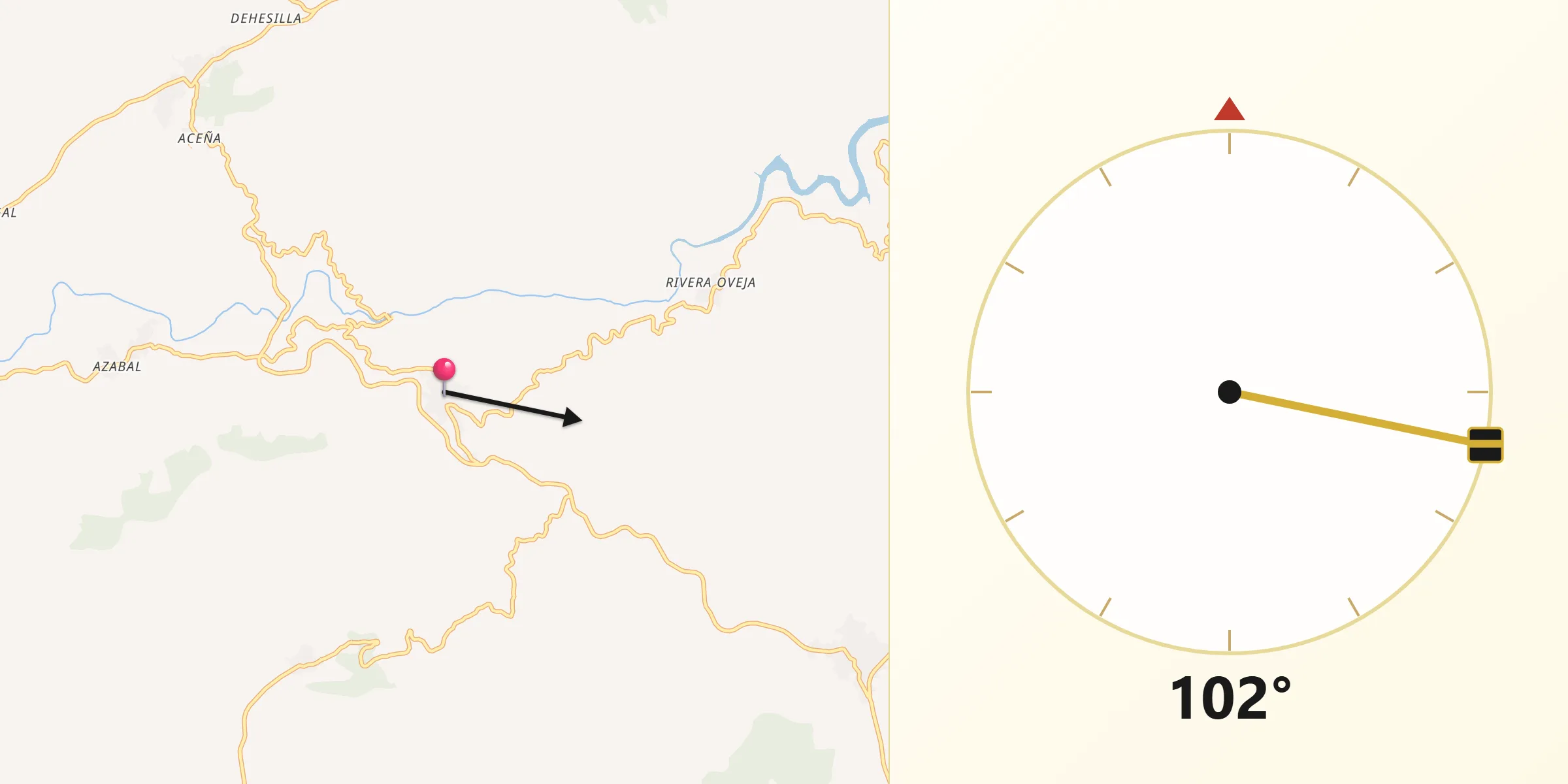 Dirección de la Qibla desde Casar de Palomero